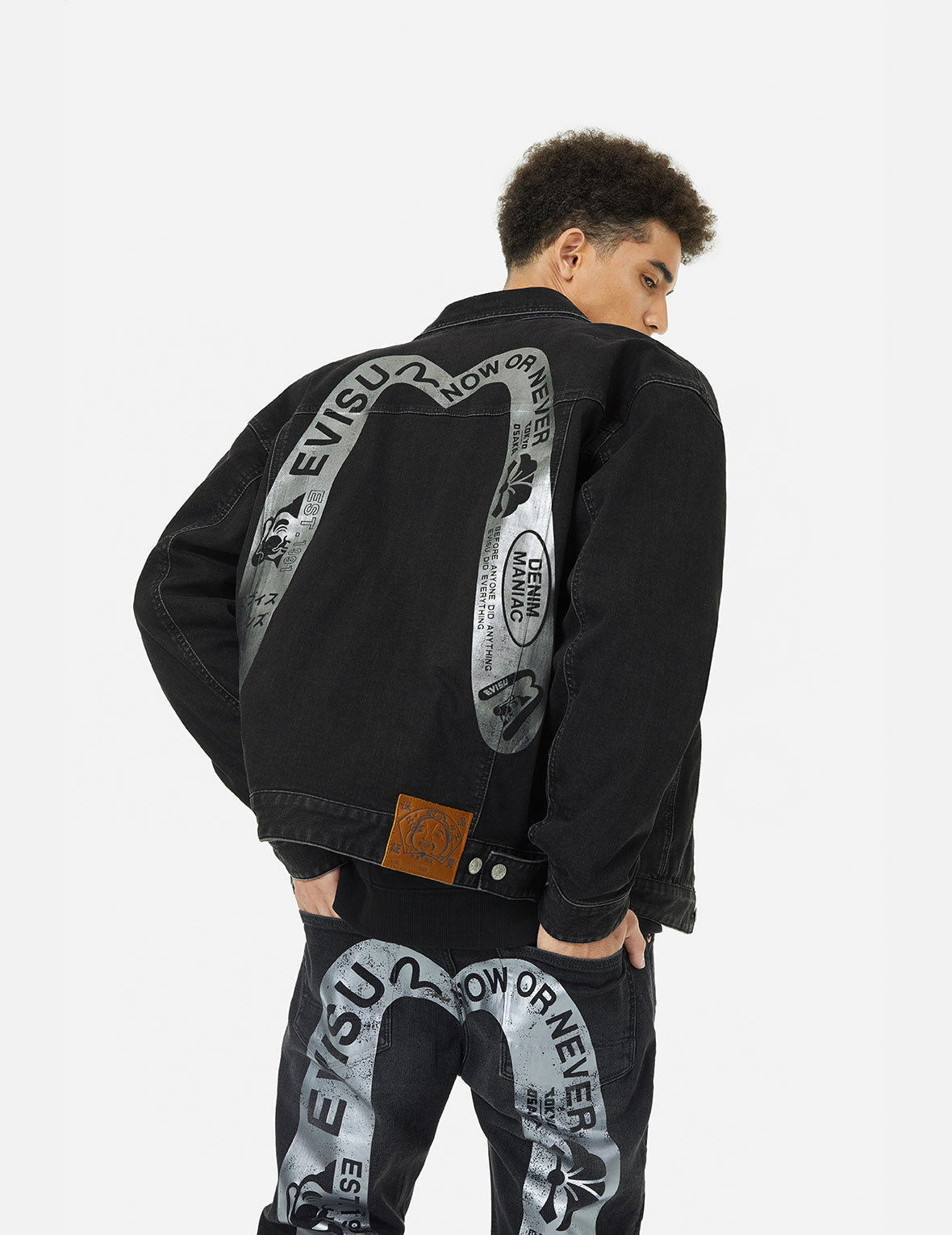 Graffiti Style Daicock Print Loose Fit Denim Jacket for Men - Trendy Streetwear Fashion for Urban Style & Casual Outfits