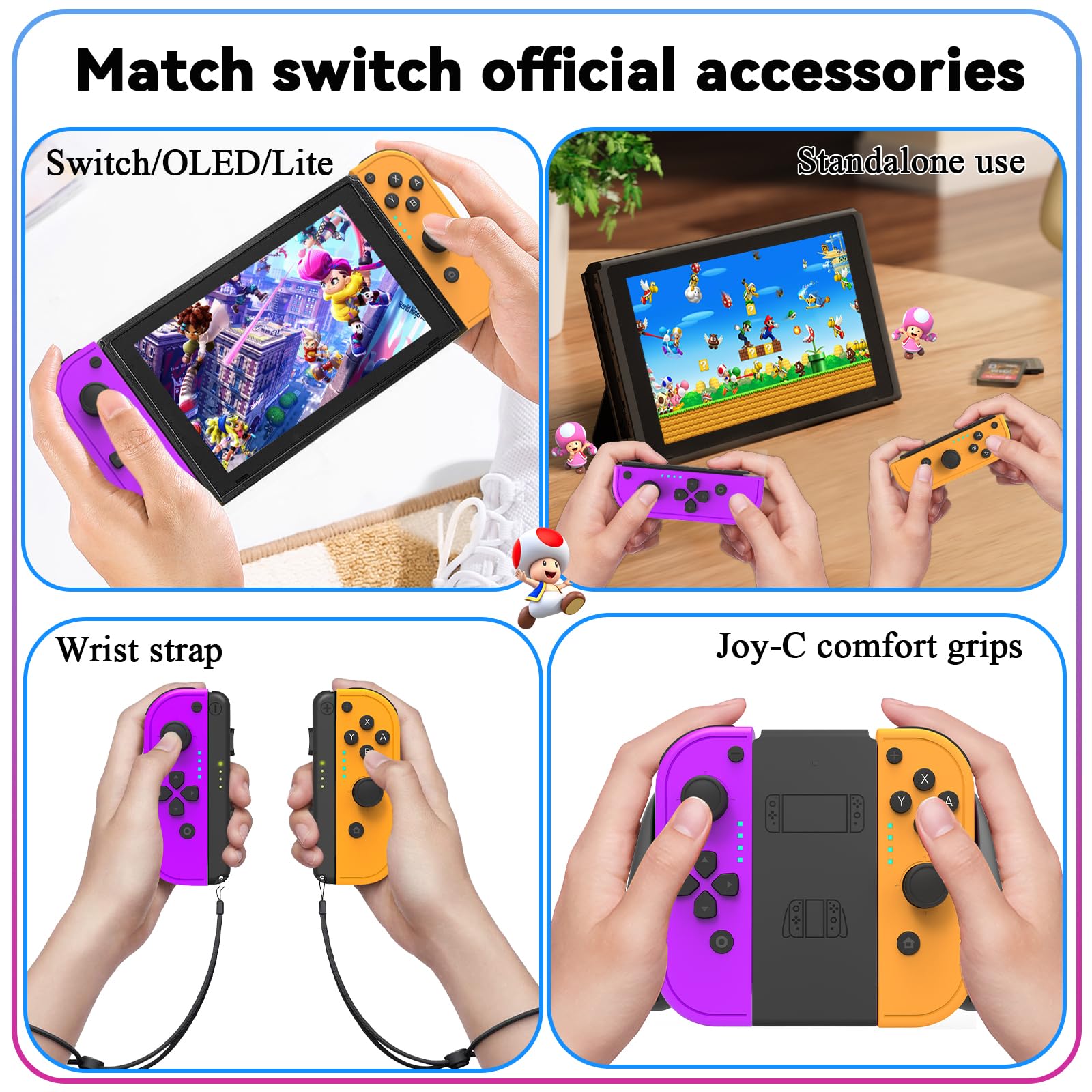 Nintendo Switch/Lite/OLED Wireless Controller Replacement - Left & Right Joy-Con with Motion Control, Dual Vibration, Plug & Play, Wake-Up Function & Comfort Grip - Perfect for Gaming, Travel & Family Entertainment