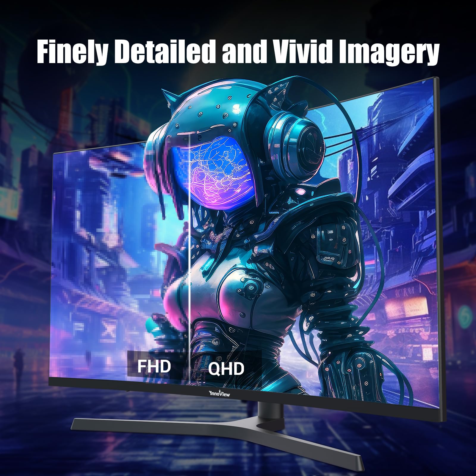 InnoView 32 Inch QHD 2K 240Hz 1ms Curved Gaming Monitor with Height Adjustable Stand, 99% sRGB, FreeSync, HDR10, Eye Care Technology, Built-in 3W x 2 Speakers - Perfect for PC Gaming, Esports, and Professional Workstations (DP/HDMI Ports)