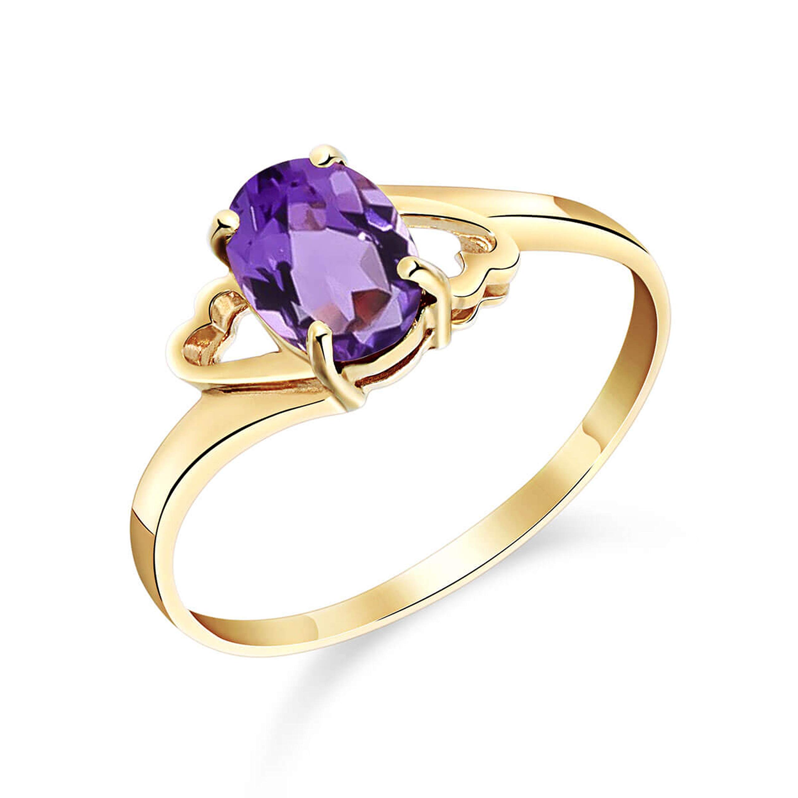 14K Yellow, White & Rose Gold Oval Amethyst Ring for Women | Elegant Galaxy Gold GG Jewelry for Engagement, Wedding & Special Occasions