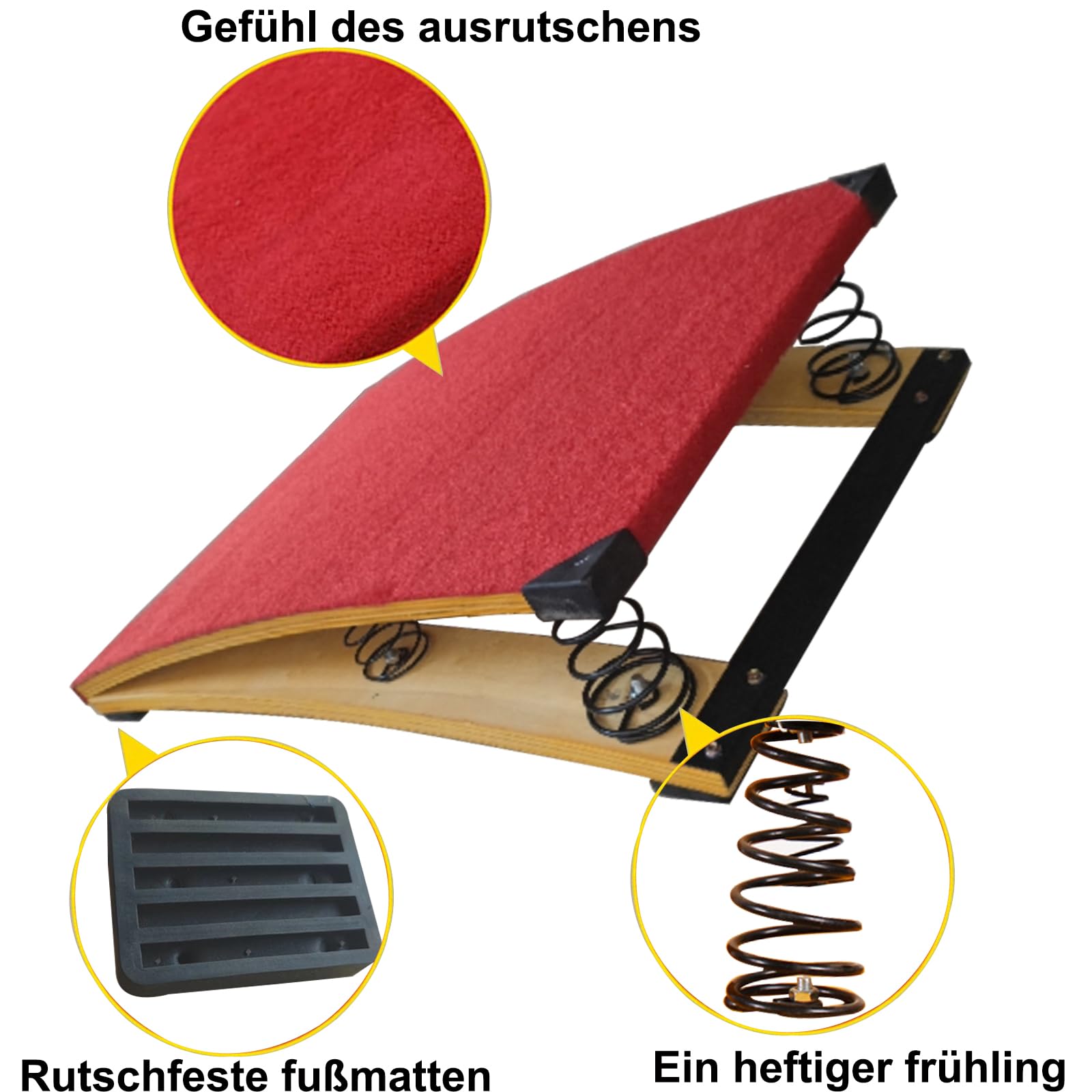 4 Springs Gymnastics Springboard for Kids - Portable Curved Vaulting Training Board with Hardwood Base - Home & Gym Fitness Equipment for Gymnastics, Athletics & Play - Perfect for Backyard Practice, School PE Classes & Indoor Training