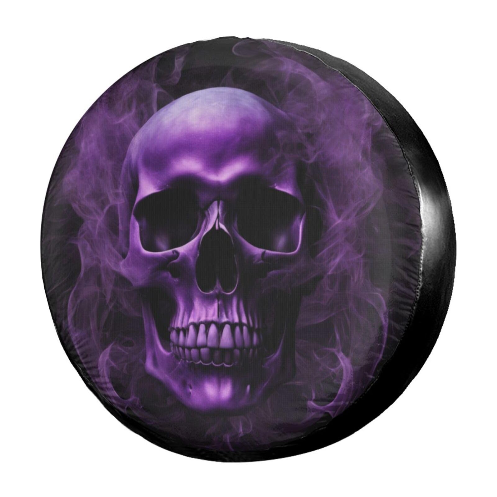 Purple Skull Printed Spare Tire Cover - 17 Inch Dustproof Wheel Protector for Trailers, RVs, SUVs & Most Vehicles | Off-Road Adventure & Camping Accessory