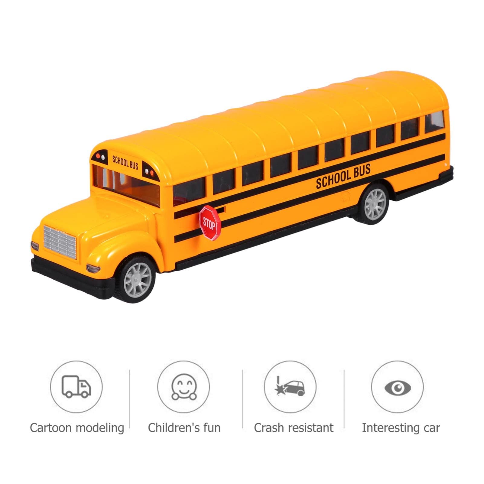 NUOBESTY Yellow School Bus Toy - Diecast Mini Bus Model Playset for Toddlers & Infants - Durable PU Back Car, Educational Baby Toy for Pretend Play & Early Learning