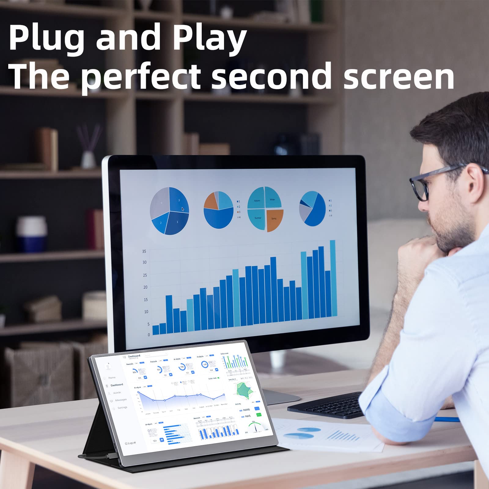 Upperizon 15.6 Inch 4K UHD Portable Monitor - 3840x2160 Resolution, 100% sRGB, USB-C & HDMI, IPS Screen, Built-in Speakers - External Second Display for Laptop, MacBook, PS5, PS4, Xbox - Perfect for Work, Gaming & Travel
