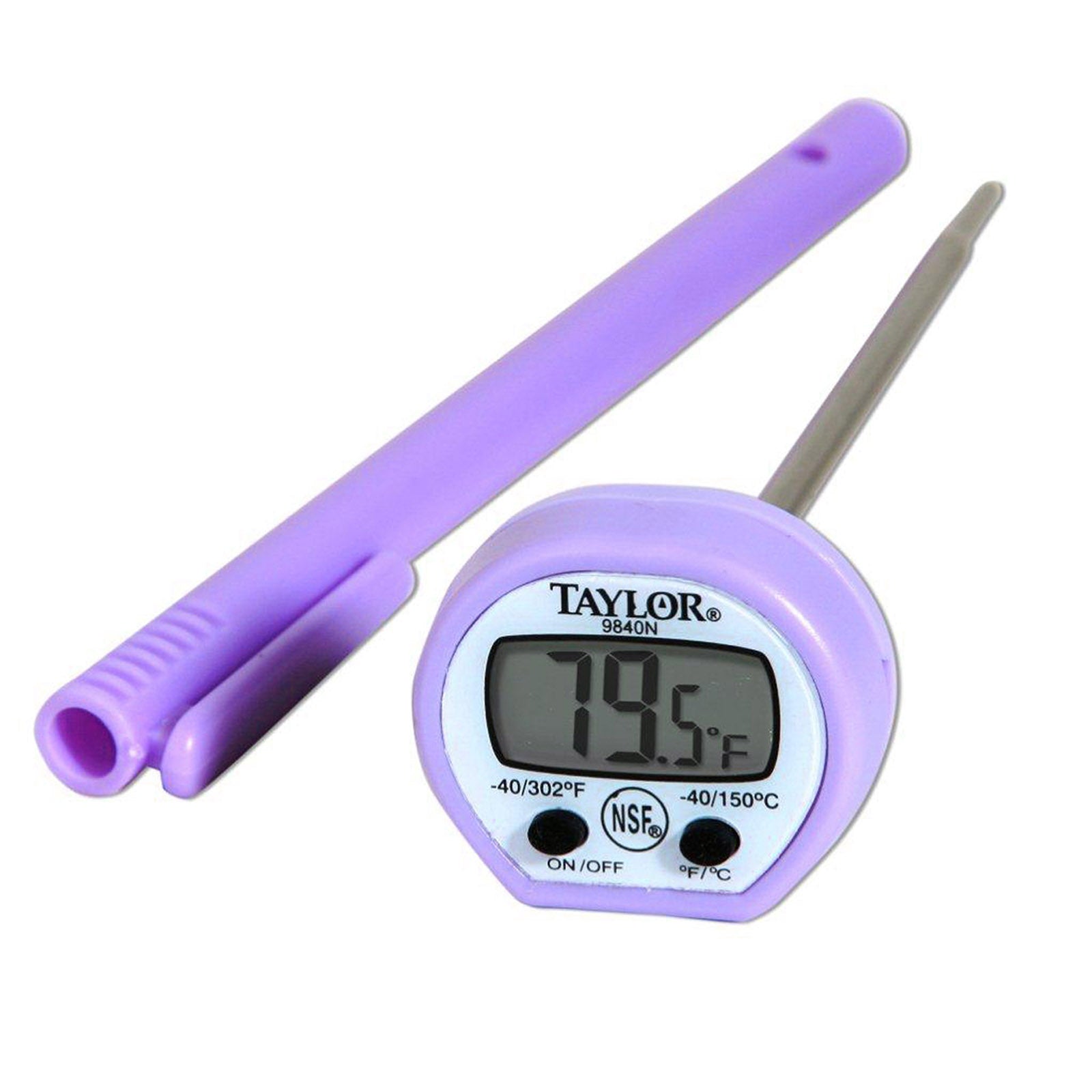 Taylor Digital Pocket Thermometer with Storage Sleeve - Fast & Accurate (-40°F to 302°F), Purple - Perfect for Cooking, Grilling, Home Brewing & Lab Use