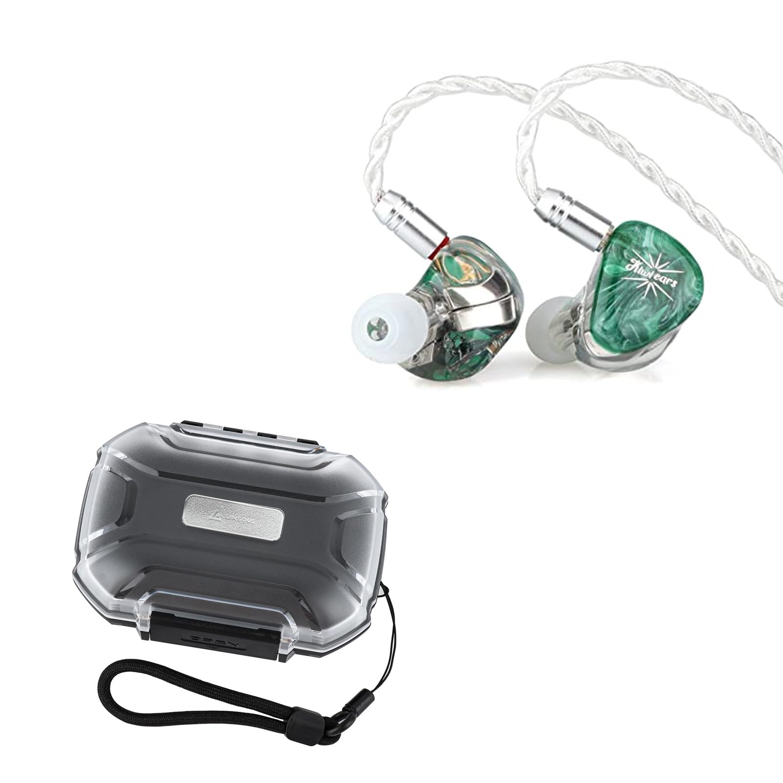 Linsoul Kiwi Ears Orchestra Lite 8BA High Performance Custom In-Ear Monitors (Green) with LC02 Carrying Case - Professional Audiophile IEMs for Music Listening, Studio Recording & Stage Performances