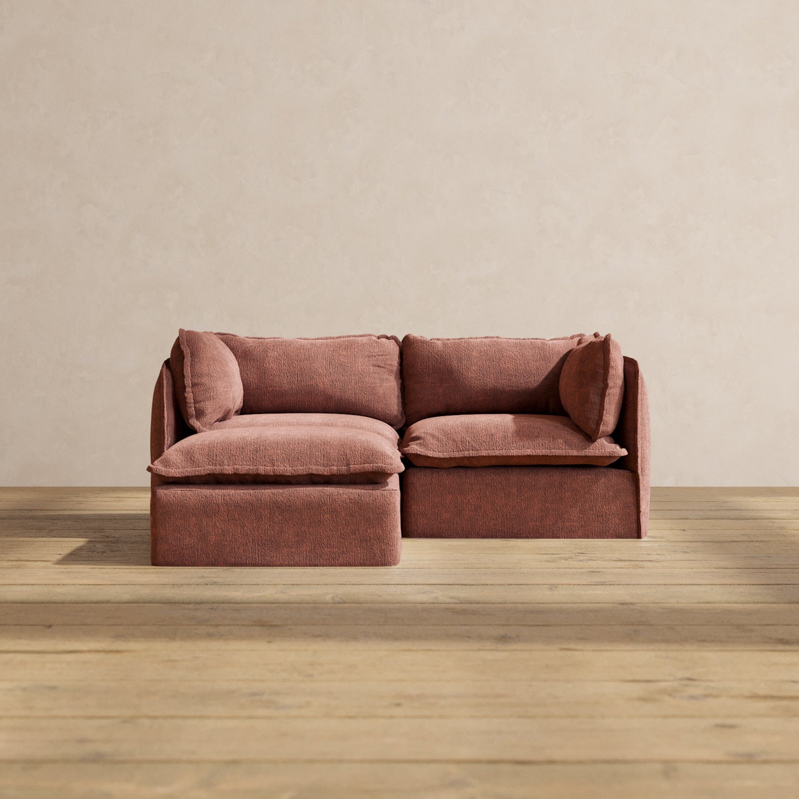 Premium Chestnut Modular 2-Seater Sectional Sofa with Deluxe Blend Fabric - Perfect for Living Room, Lounge & Small Spaces