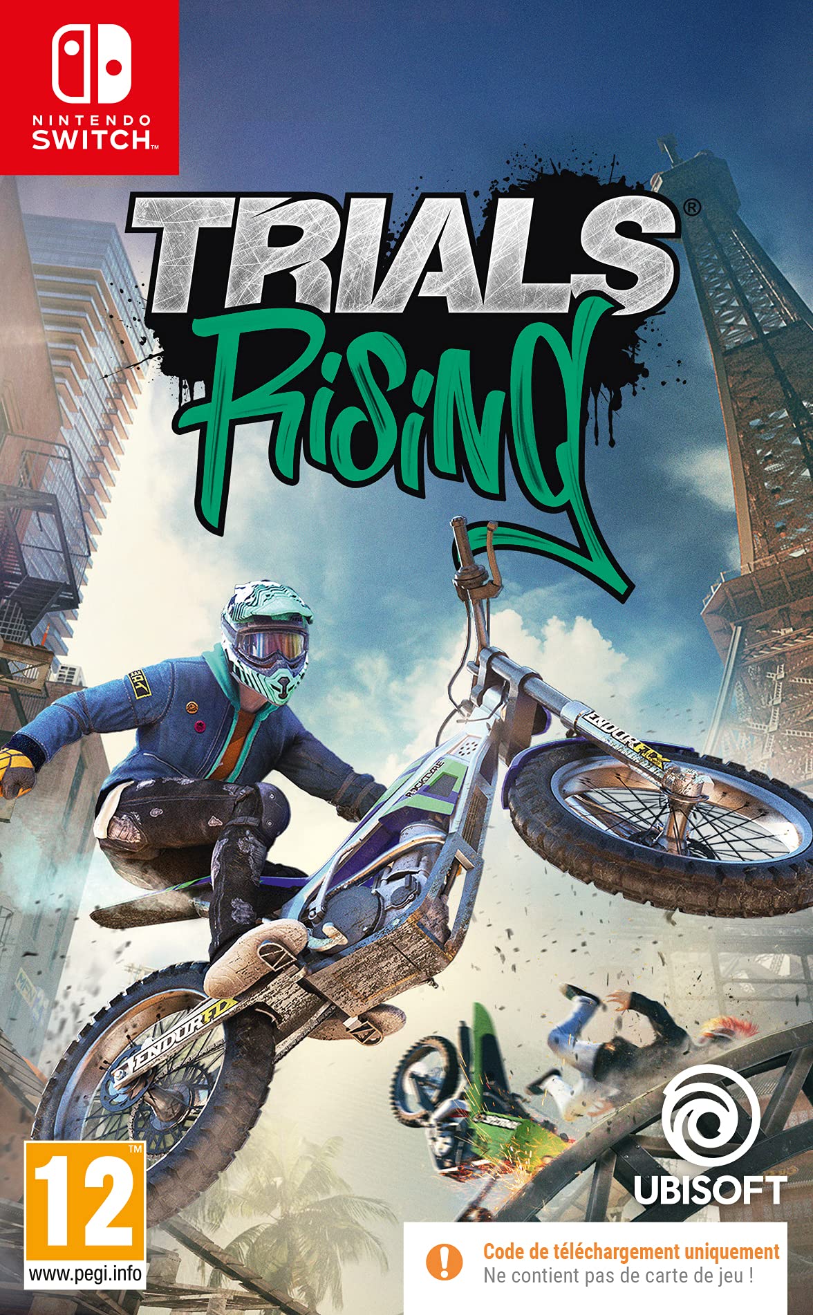 Trials Rising Nintendo Switch Game with French Code in Box - Perfect for Racing & Adventure Gaming Enthusiasts