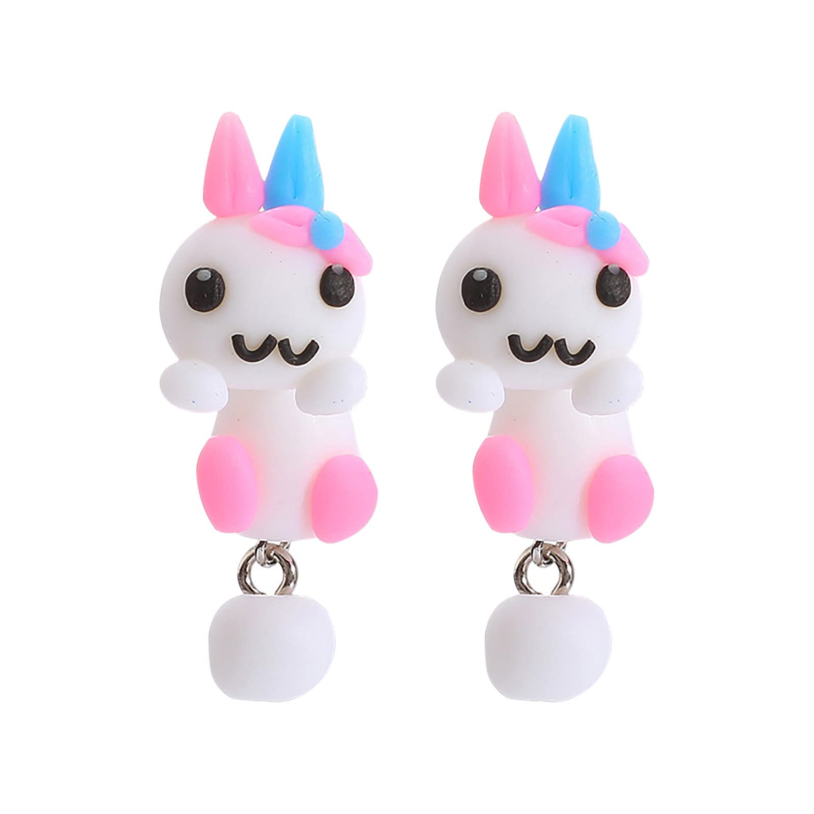 Cute Cartoon Animal Earrings for Women - Soft Pottery Hoop & Stud Earrings Set - Perfect for Casual Wear, Parties & Gifts