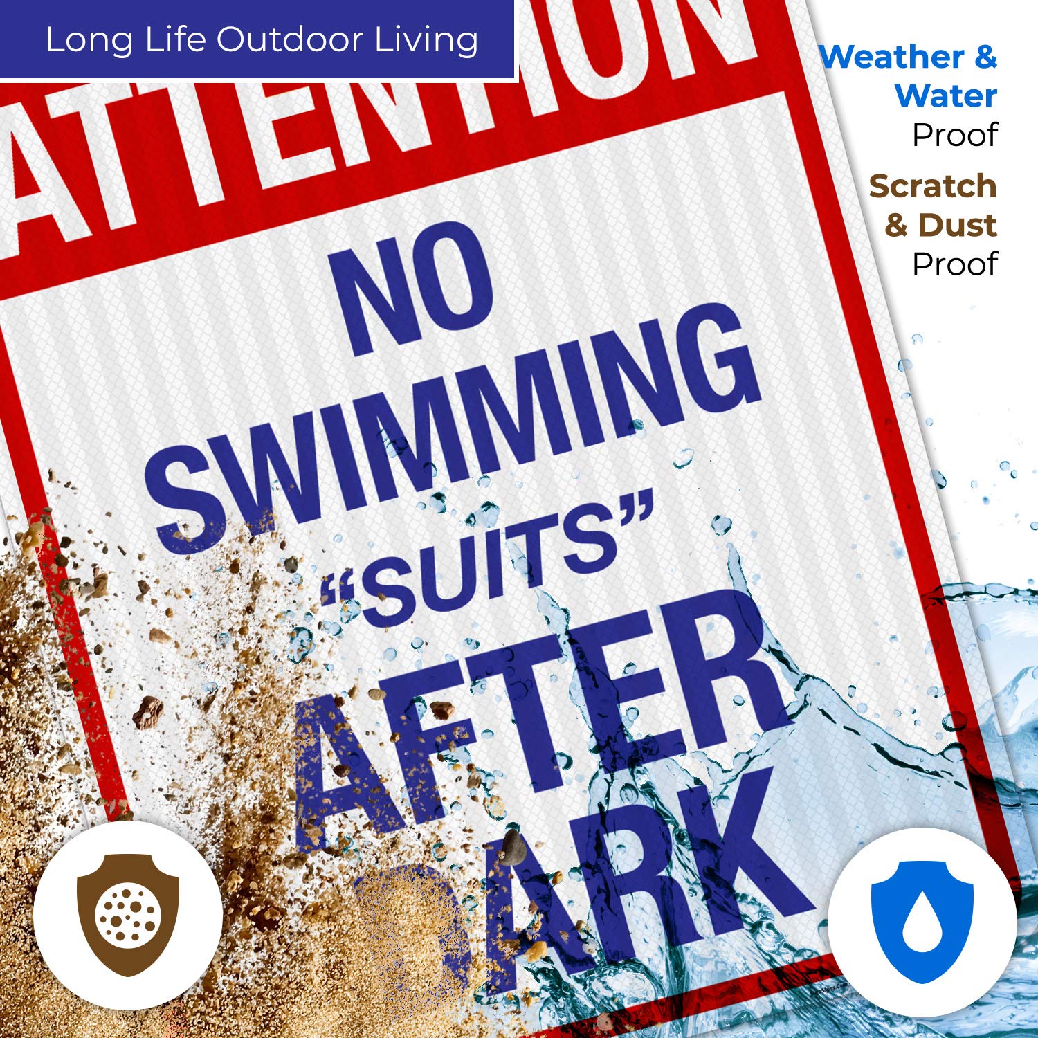 No Swimming After Dark Sign - 24x30 Inches Reflective Aluminum Pool Safety Sign, Fade Resistant & Weatherproof, Made in USA - Perfect for Backyard Pools, Community Pools & Water Parks