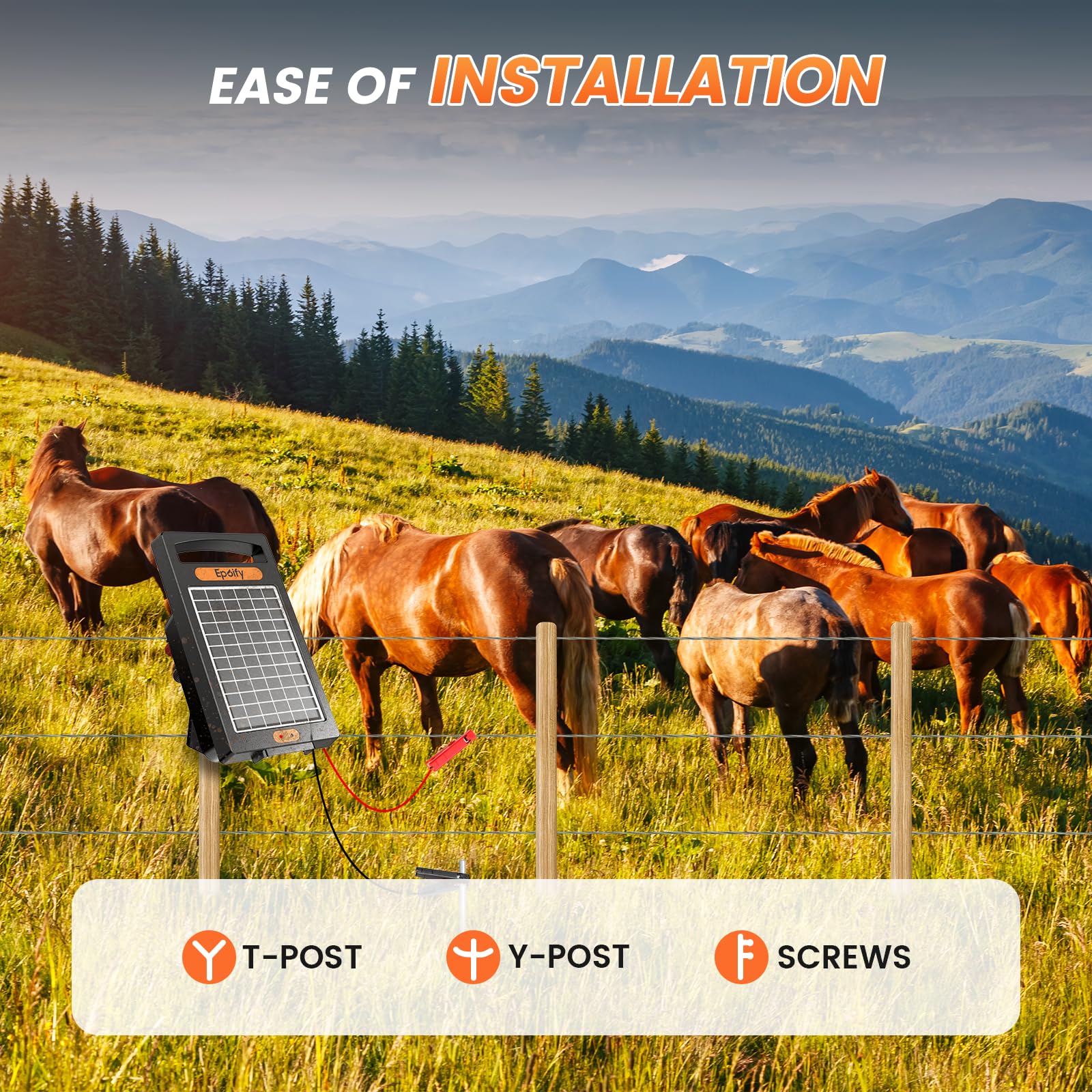 24 Hour Solar Electric Fence Charger - 10 Miles Range, 10200V Output with Solar Panel | Portable Livestock Fence Energizer (0.18J) for Cattle, Horses & Farm Animals | Weatherproof & Easy Installation