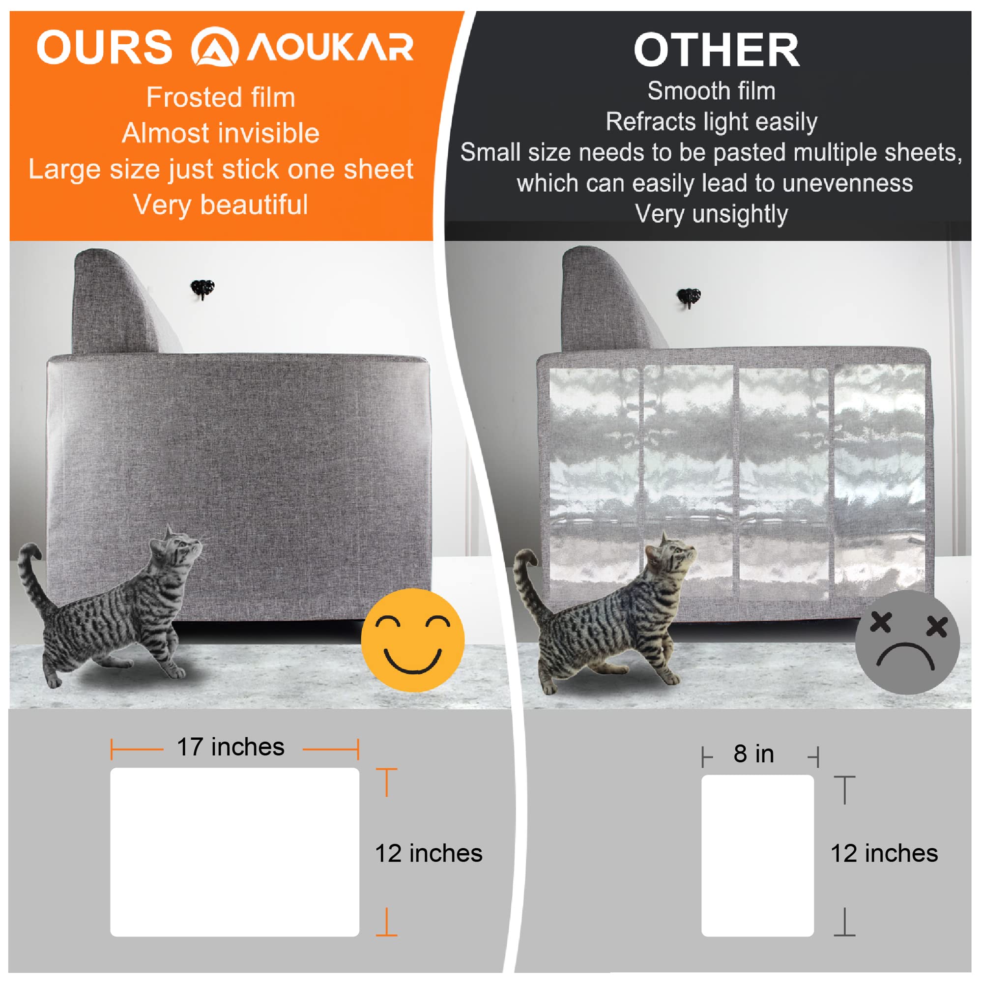 Cat Scratch Protector for Furniture - 12 Pack Anti-Scratch Tape for Sofa, Couch, Chairs - Durable Cat Couch Protectors to Prevent Cat Scratching Damage - Perfect for Pet Owners & Home Protection