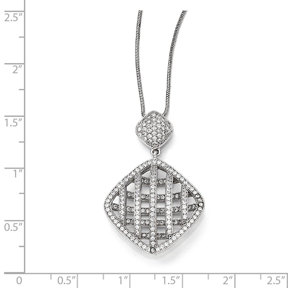 Elegant Sterling Silver & CZ Brilliant Embers Polished Necklace for Women | Perfect for Weddings, Parties & Special Occasions