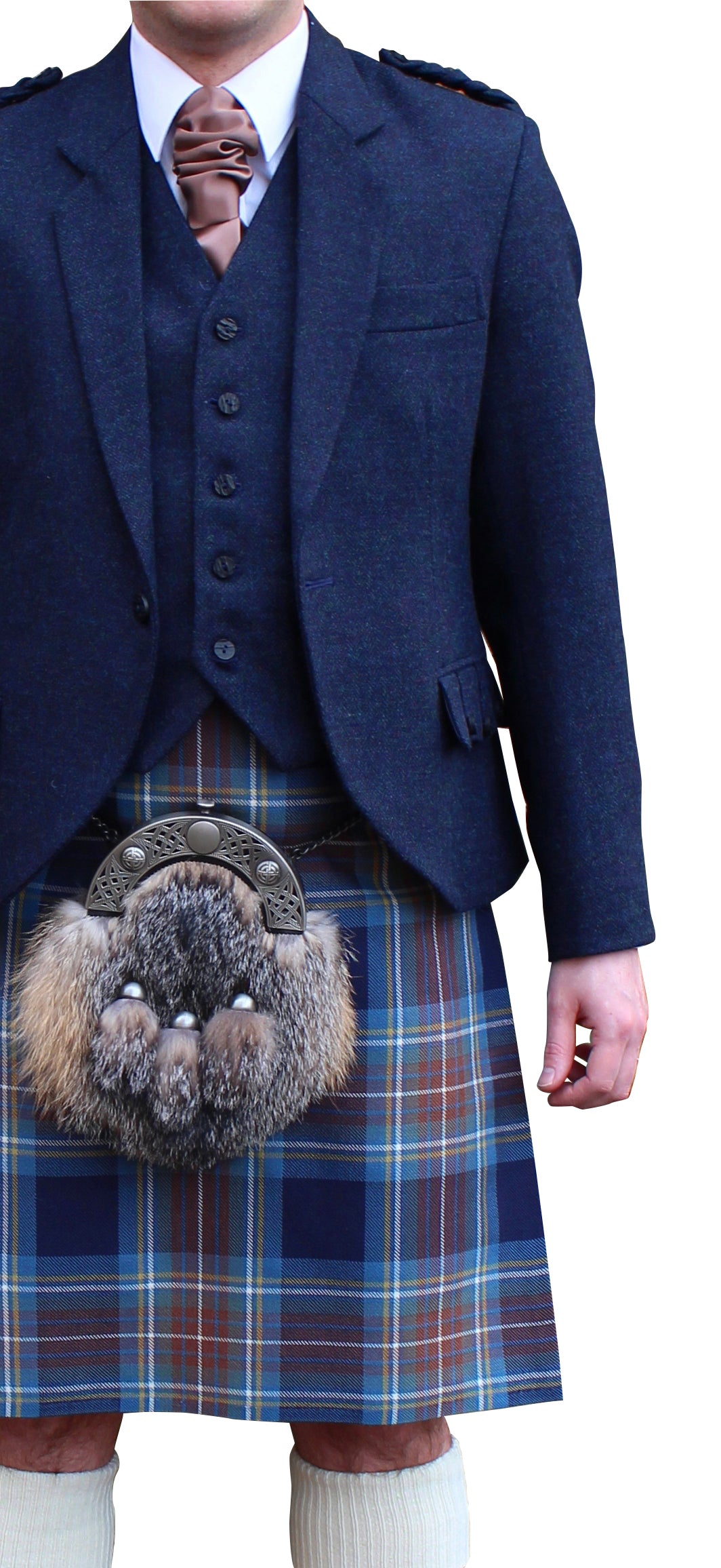 Navy Arrochar Tweed Outfit for Women - Classic Elegant Jacket and Skirt Set - Perfect for Office, Parties, and Formal Events