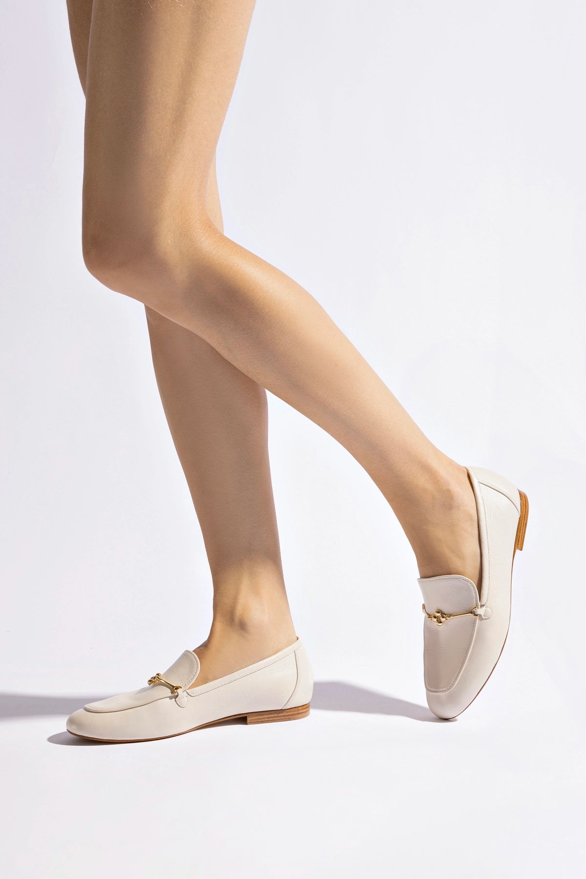 Katherine Women's Ivory Leather Loafers - Comfortable Slip-On Shoes for Casual Wear, Office & Travel