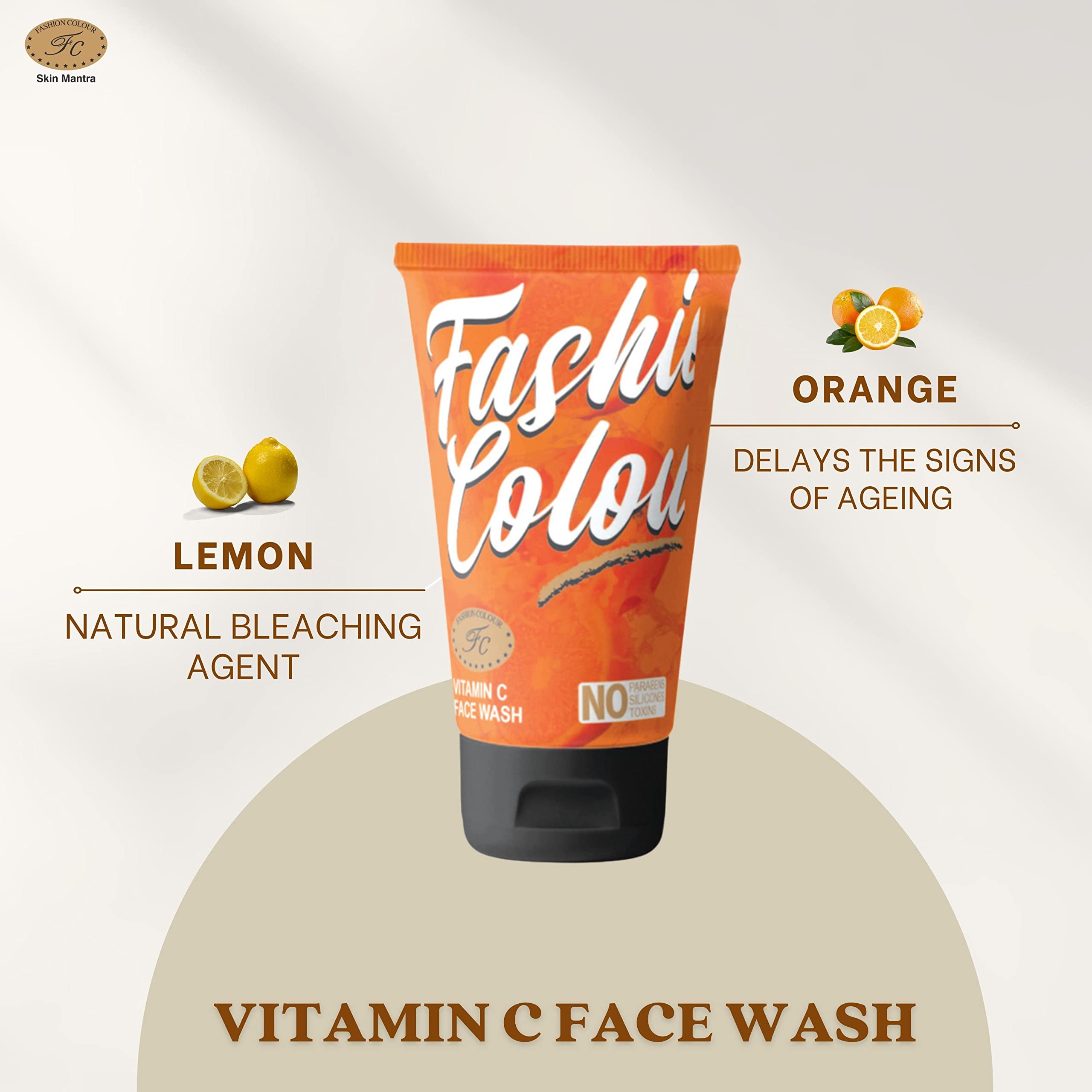 Vitamin C Face Wash with Lemon & Orange Extracts for Skin Radiance & Cell Regeneration - Brightening Cleanser for Glowing Skin (130g) | Perfect for Morning Routine & Acne-Prone Skin Care