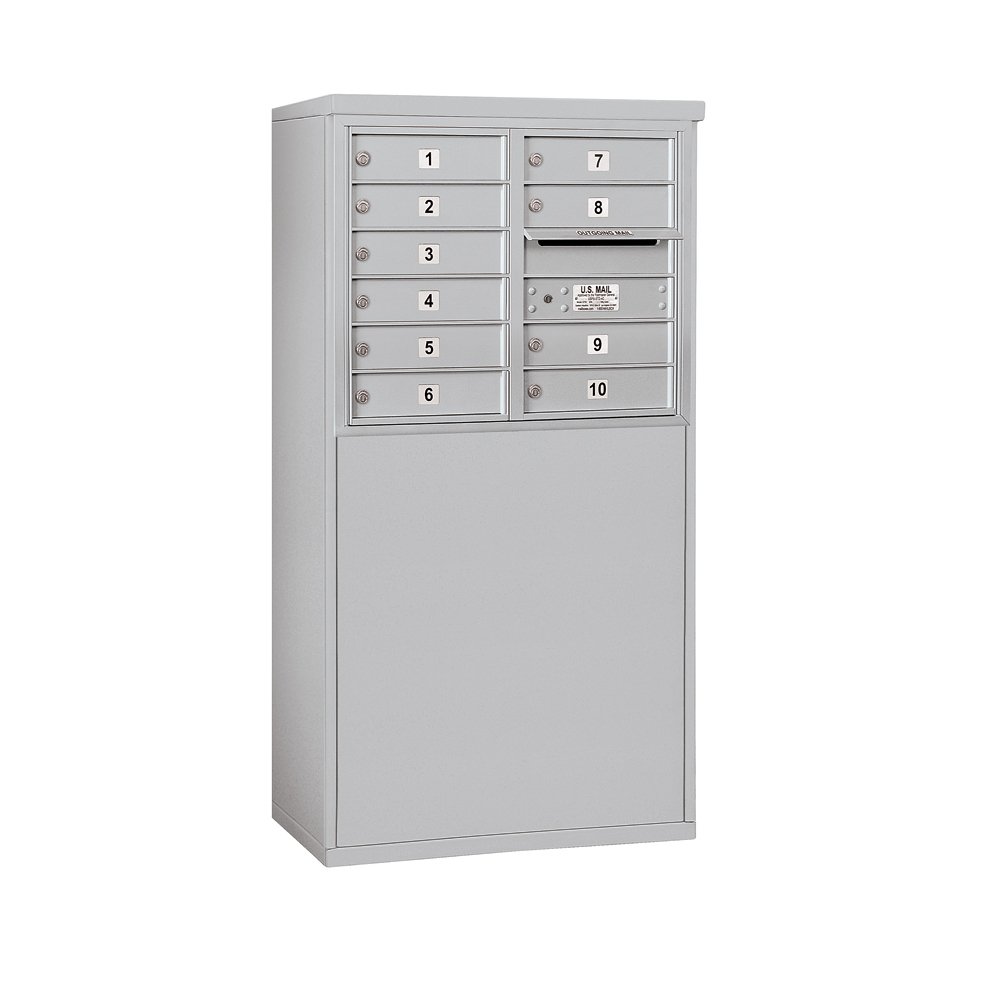 Salsbury Industries 3906D-10AFP Free Standing Horizontal 4C Mailbox - Durable Aluminum Mailbox for Residential & Commercial Use - Perfect for Home, Office, Apartment & Business Mail Delivery