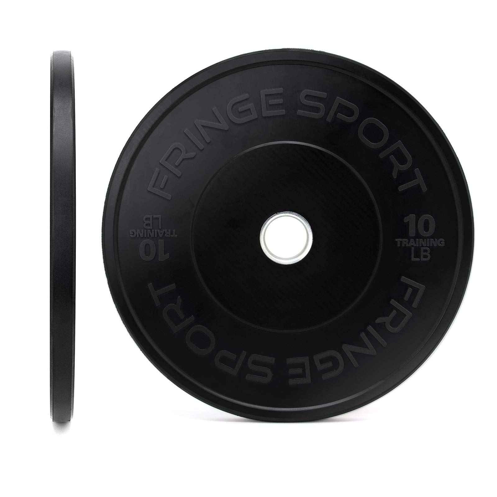 FringeSport Black Bumper Plates Set - Olympic Weight Plates with Steel Insert for Strength Training (10lb-460lb) - Perfect for CrossFit, Powerlifting & Home Gym Workouts