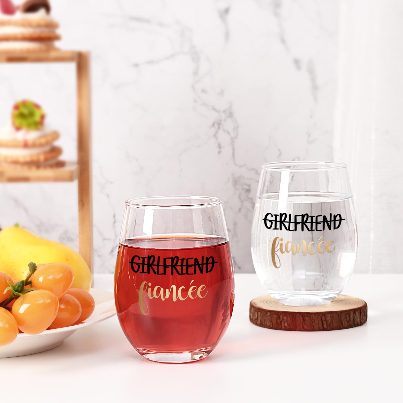 Futtumy 17 oz Wine Glasses for Couples - Romantic Engagement Gifts for Her, Wedding Anniversary Present for Girlfriends, LGBT Valentines & Birthday Gift Idea - Perfect for Newly Engaged Lesbian Couples, Anniversary Celebrations and Romantic Dinners