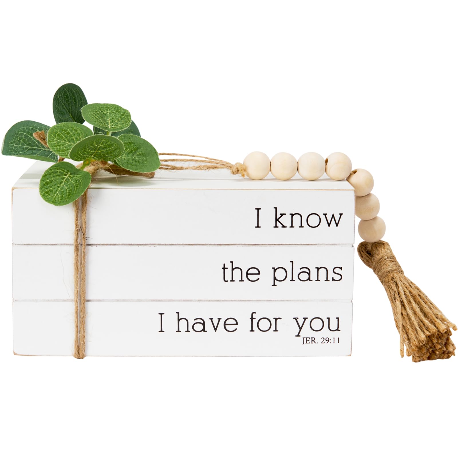 Faux Decorative Books for Home Decor - Rustic Farmhouse Style Shelf & Coffee Table Accessories with Wood Beads String | Perfect for Bookshelf Styling, Mantel Decor, and Table Centerpieces