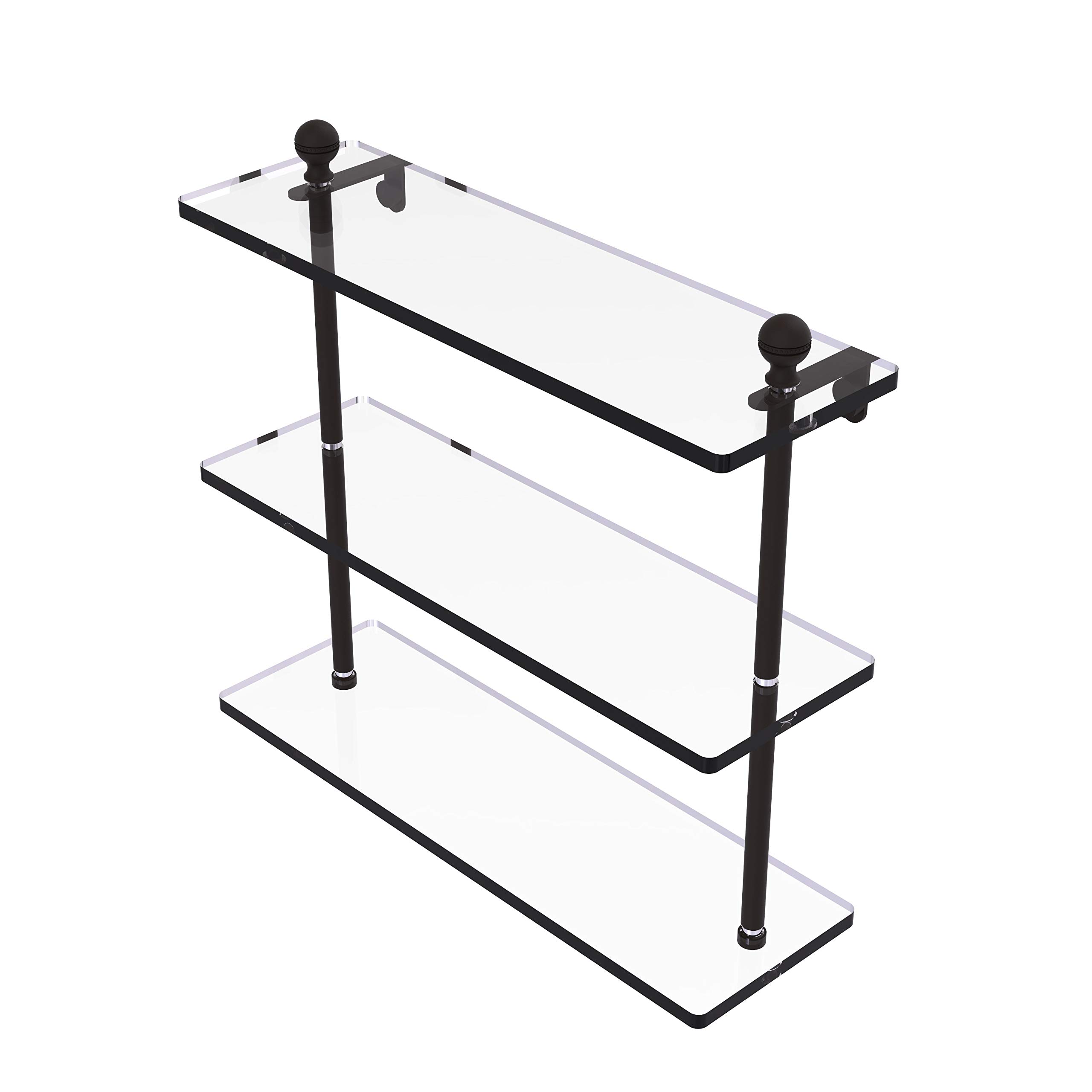 Allied Brass MA-5/16 Mambo Collection 16 Inch Triple Tiered Glass Shelf in Oil Rubbed Bronze - Perfect for Bathroom, Kitchen, or Living Room Storage and Display