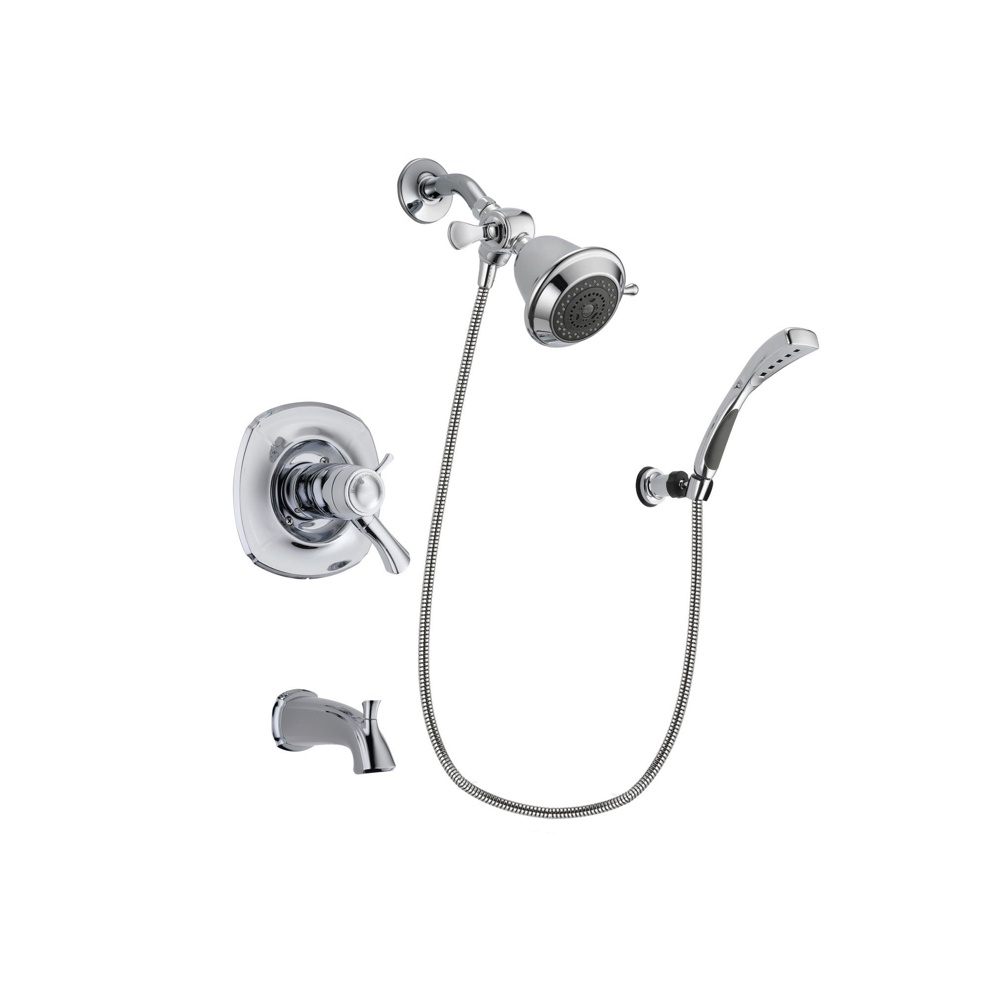 Delta Addison Chrome Finish Thermostatic Tub and Shower Faucet System with Shower Head, Handheld Spray & Wall Mount - Complete Package Includes Rough-in Valve & Tub Spout (DSP0975V) - Perfect for Bathroom Renovation & Modern Home Upgrades