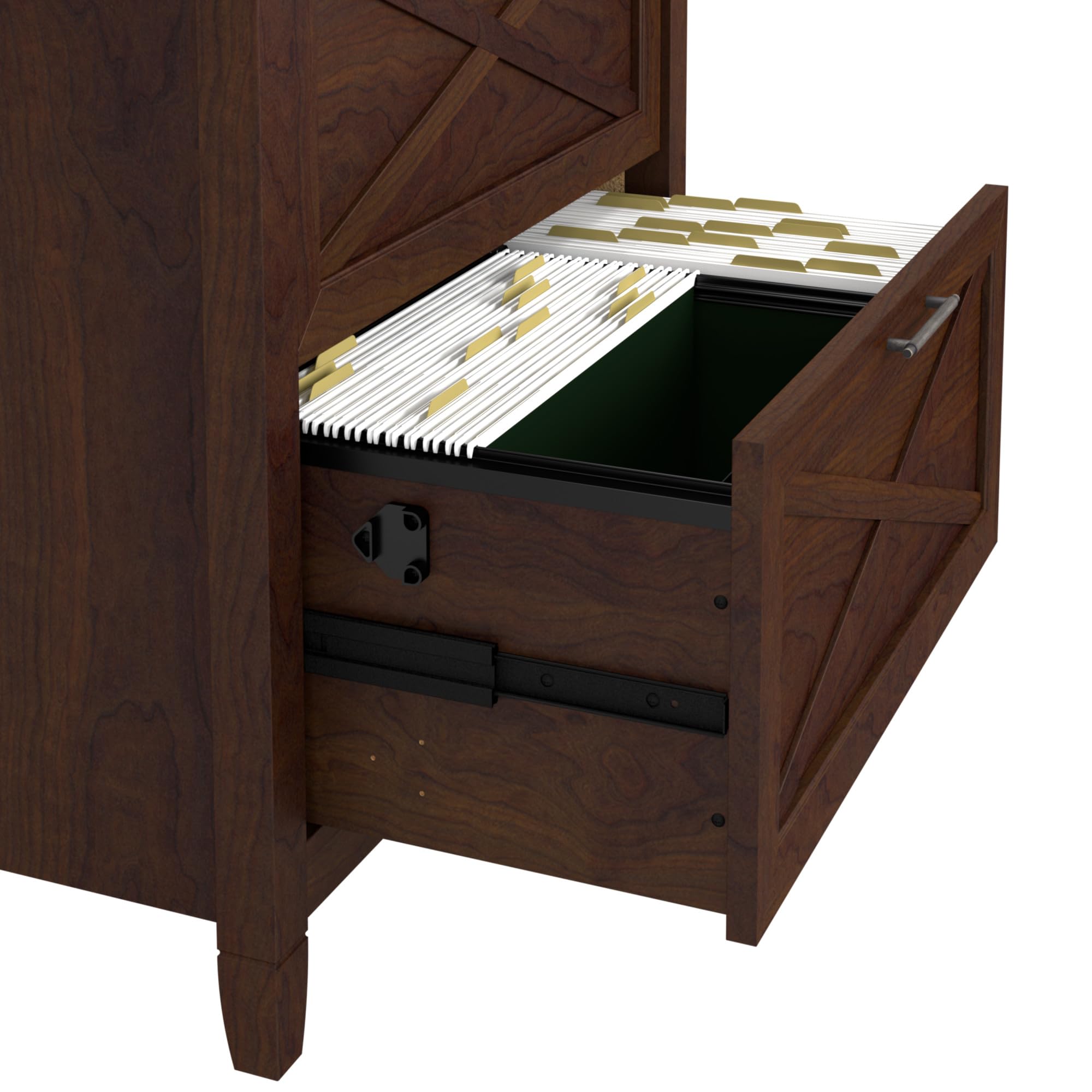 Bush Furniture Key West 2-Drawer Lateral File Cabinet in Bing Cherry Finish - Home Office Storage Solution for Files, Documents & Office Supplies