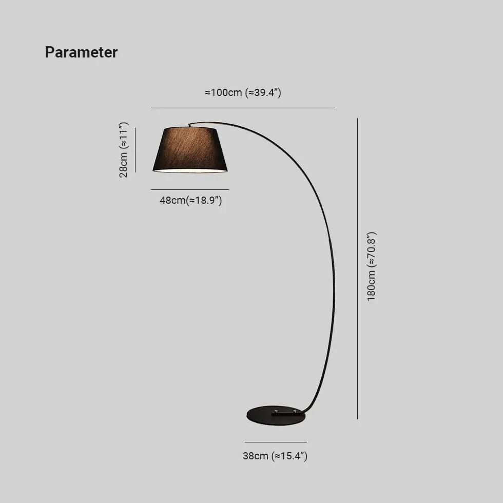 Modern Wide Lampshade Curved Minimalist Floor Lamp - Adjustable Standing Light for Living Room, Bedroom & Office - Warm White LED Lighting for Cozy Ambience