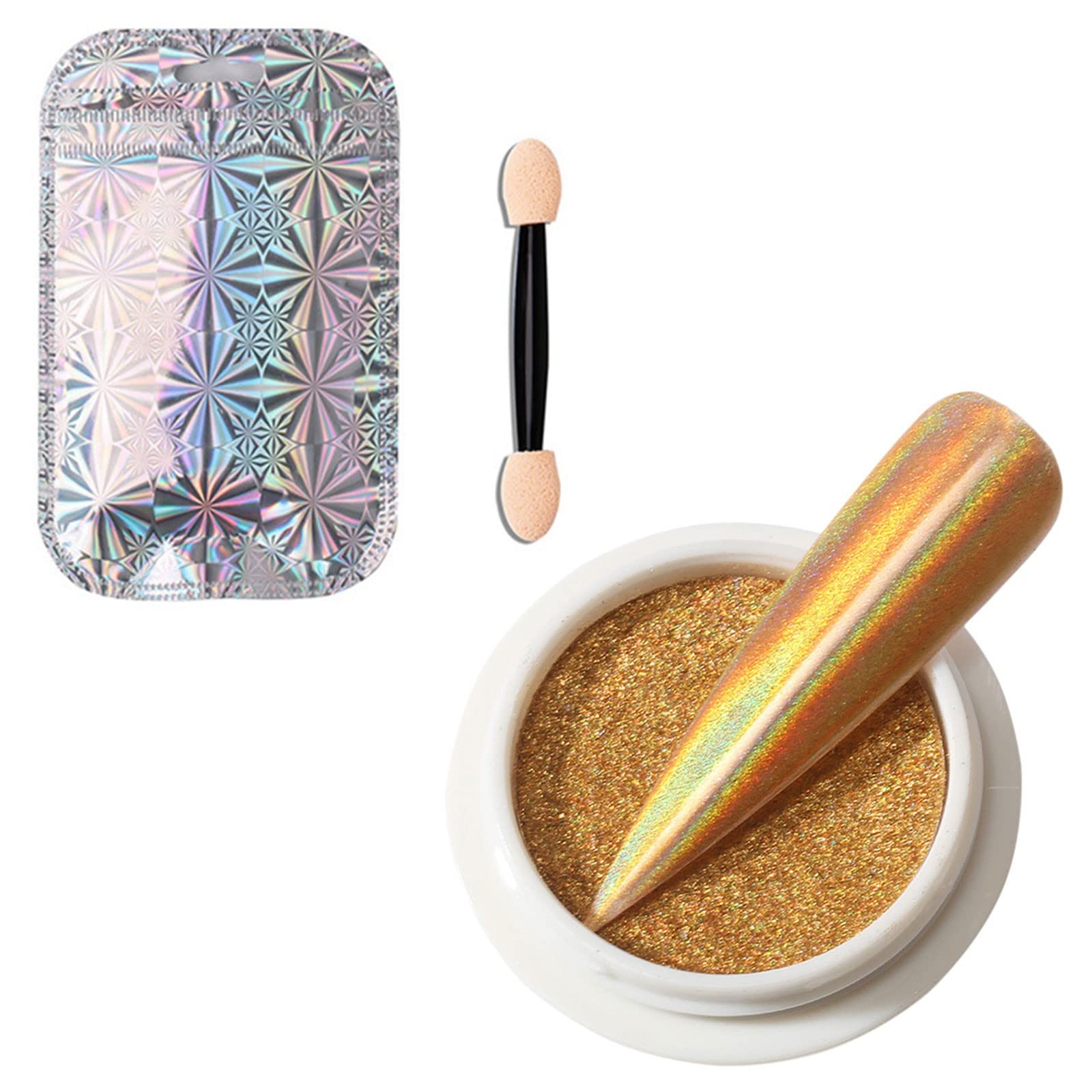 Premium Shiusina Nail Powder Kit - Cosmetic Grade Gold & Silver Titanium Pigment for Electroplating - Salon & Home DIY Nail Art - Perfect for Gel Coat Decoration, Flash Manicures & Professional Nail Designs (Size A, One Size)