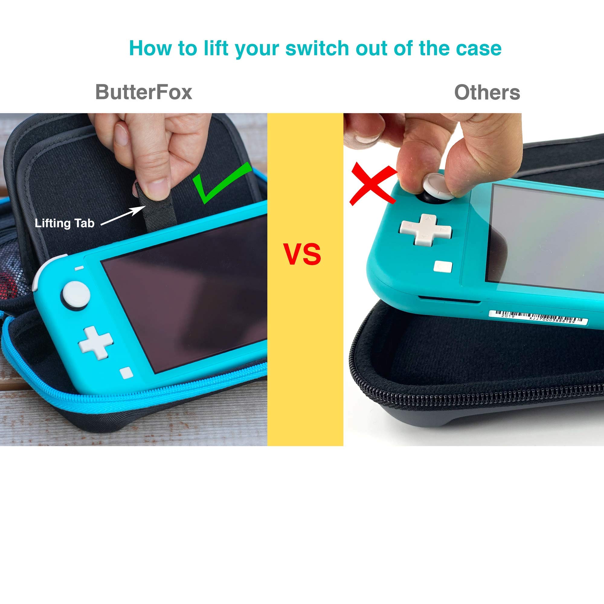 ButterFox Slim Carrying Case for Nintendo Switch Lite - 19 Game & 2 Micro SD Card Holders - Protective Storage Pouch for Switch Lite Accessories - Perfect for Travel, Gaming On-The-Go & Accessories Organization