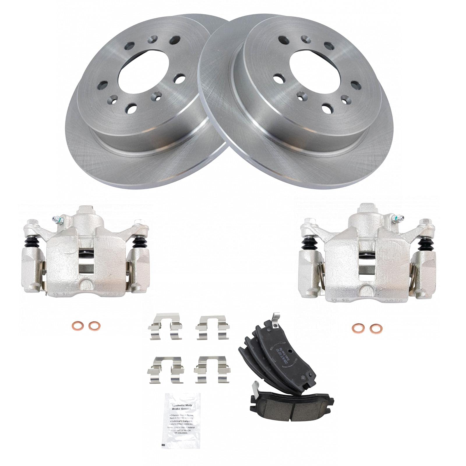 High-Performance Rear Brake Pad & Rotor Kit with Caliper & Chemical Kit - Ceramic Brake Pads & Rotors for 2008-2009 Buick LaCrosse, 2006-2010 Chevrolet Impala, 2006-2007 Monte Carlo - Perfect for Daily Commuting & Highway Driving