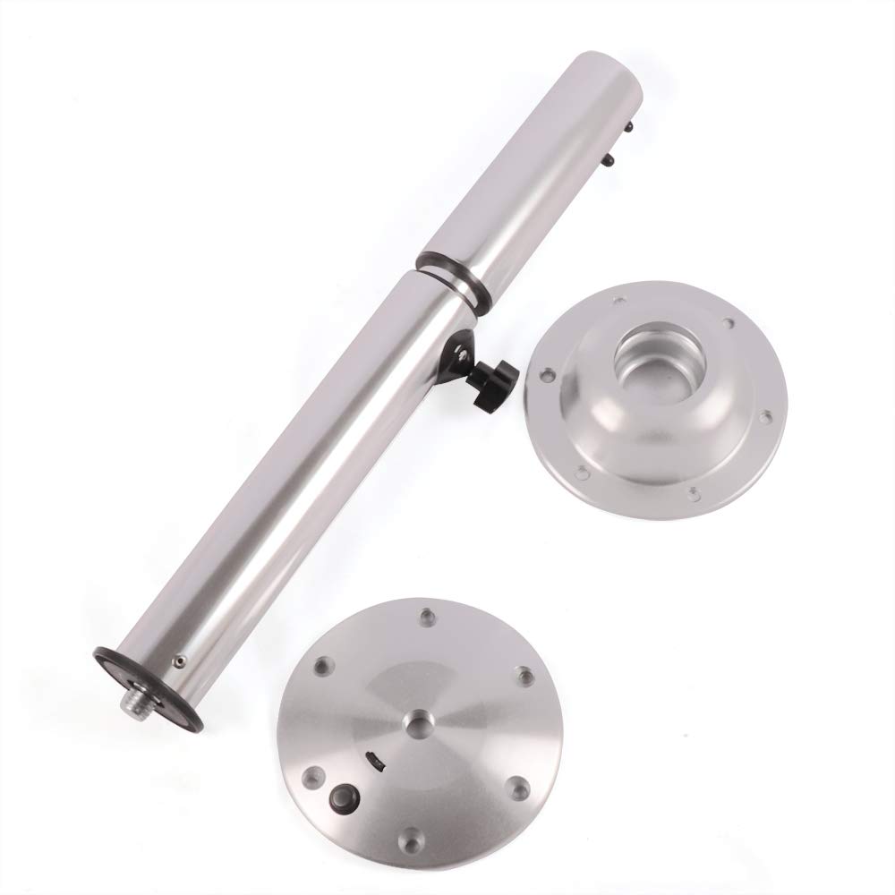 Adjustable Height Table Pedestal Stand 22-28 Inches - Silver RV Marine Boat Yacht Caravan Motorhome Dining Table Base | Perfect for Outdoor Camping, Boating & Small Space Living