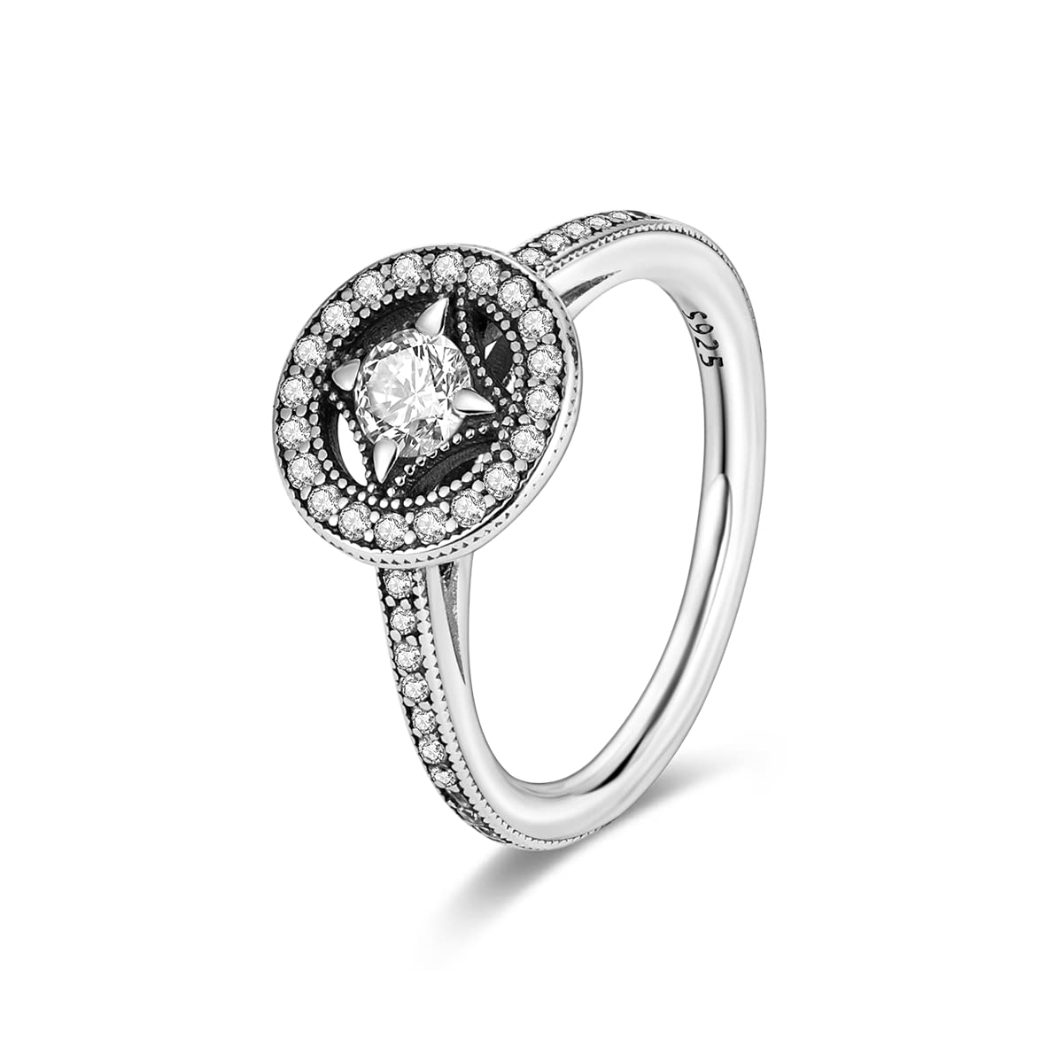 925 Sterling Silver Rings for Women | Cubic Zirconia Heart Rings | Vintage Stackable Statement Rings | Size 5-10 | Perfect for Valentine's Day, Anniversary & Everyday Wear
