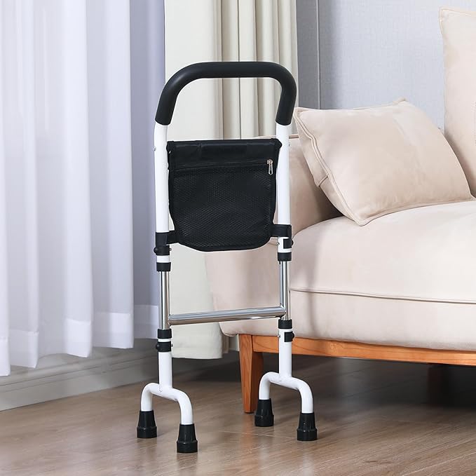 Mpow Bedside Handrails for Elderly - Adjustable Safety Rails for Beds, Black/White - Assistive Mobility Device for Seniors, Home Care & Hospital Use