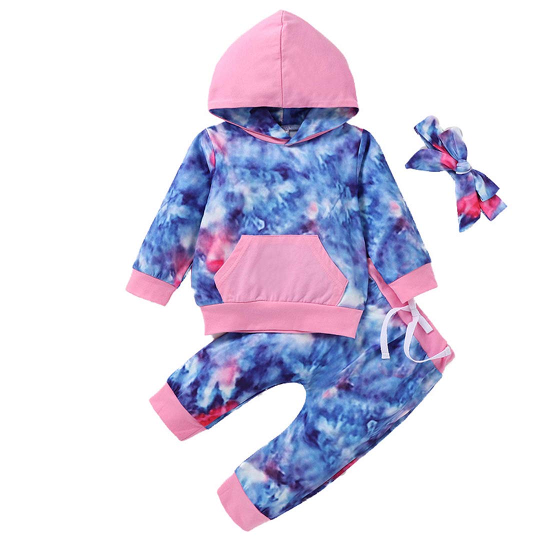 **Tie Dye Baby Clothes Set for Newborn Boys & Girls - Long Sleeve Hoodie, Sweatshirt, Pants & Headband - Soft & Comfortable Tracksuit for Playtime, Photo Shoots & Daily Wear**