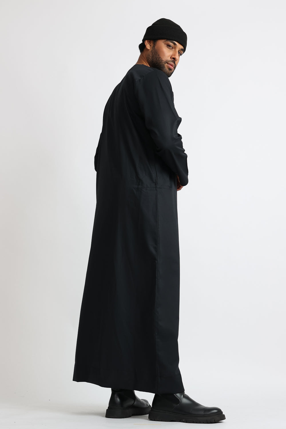 J1520 Kids Black Omani Abaya - Islamic Prayer Dress for Girls - Perfect for Eid, Ramadan & Mosque Wear