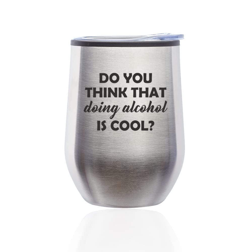 Stemless Wine Tumbler with Lid - Insulated Travel Mug for Coffee & Cocktails - Funny 