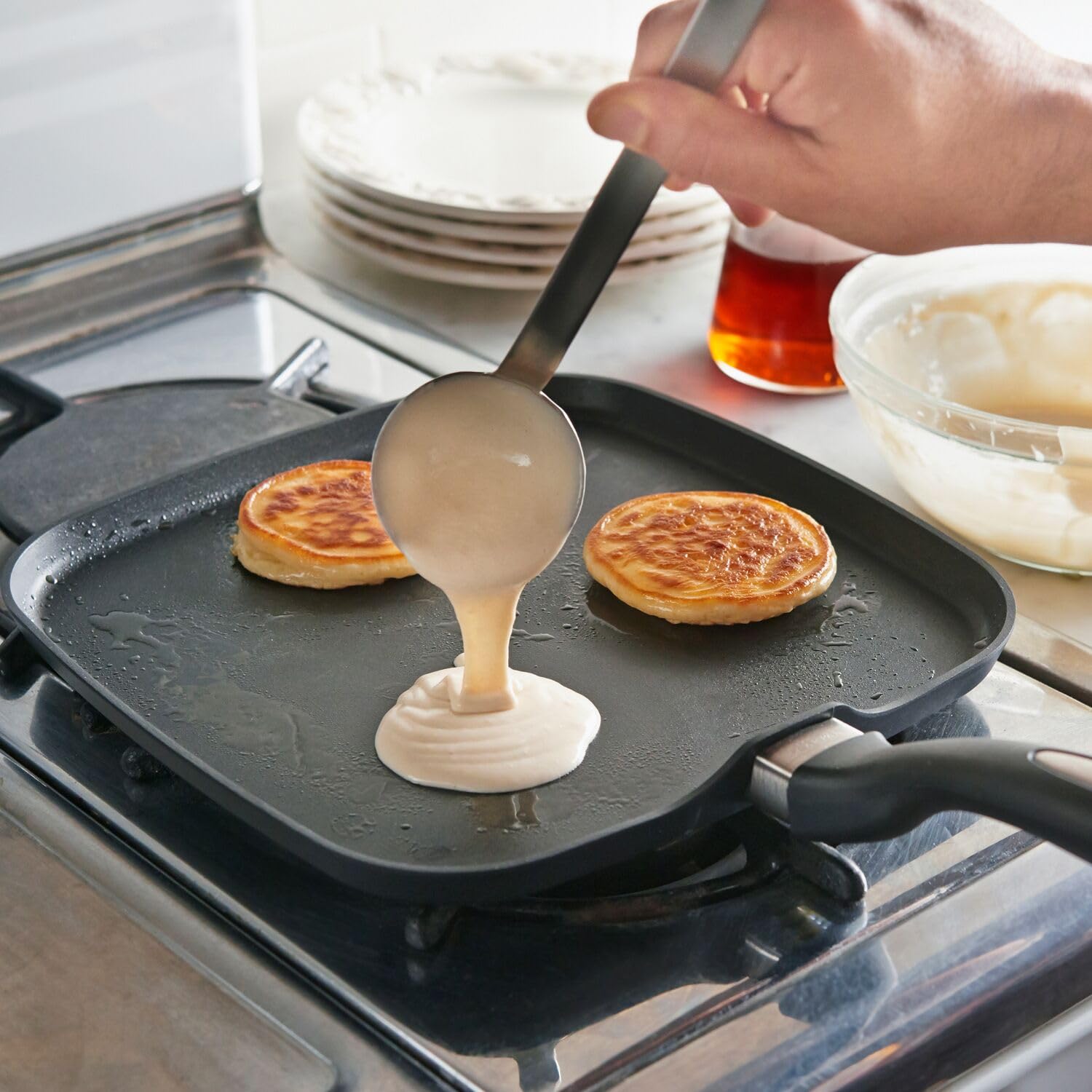 Scanpan ES5 11-Inch Square Griddle Pan - Nonstick Black Ceramic Titanium Cookware for Perfect Pancakes, Burgers & Steaks - Ideal for Stovetop, Oven & Outdoor Cooking