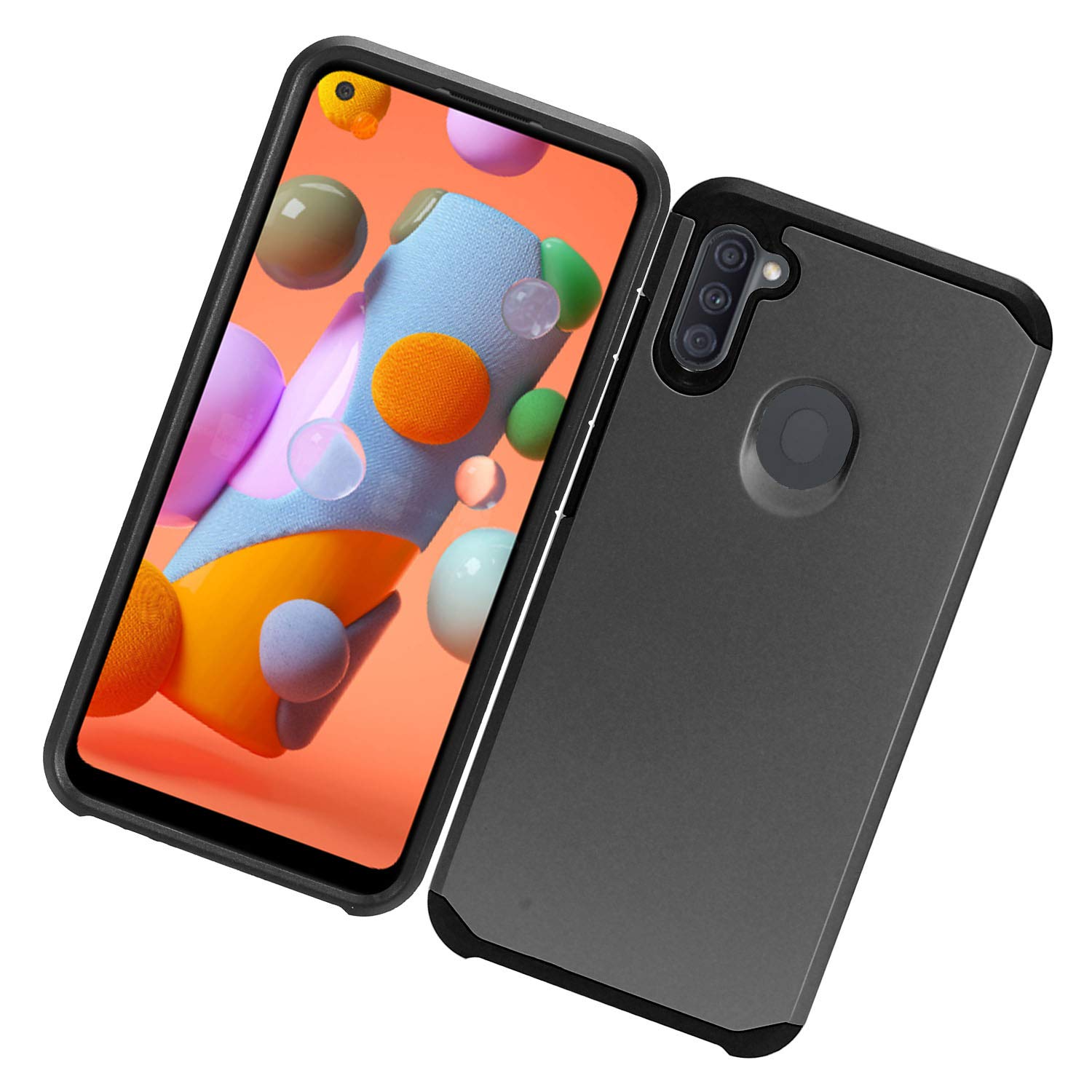 Samsung Galaxy A11 (SM-A115) Shockproof Rubberized Phone Case - Durable Protective Cover with Non-Slip Grip in AH2 Gray - Perfect for Everyday Use, Work, and Outdoor Activities