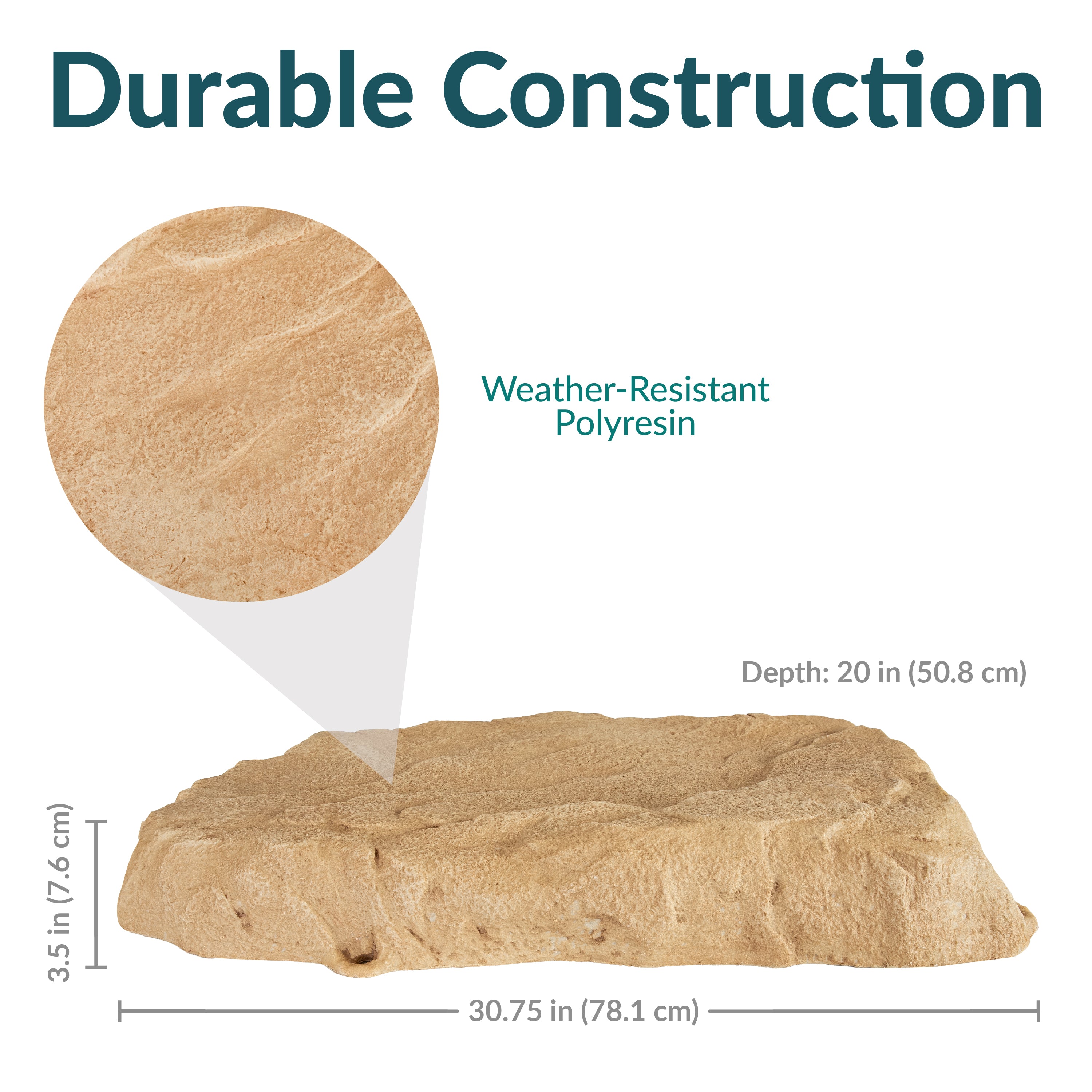Sunnydaze Flat Artificial Landscape Rock Cover with Stakes - Durable Outdoor Decorative Rock Mat for Garden, Yard & Pool Areas - Perfect for Landscaping, Hiding Wires & Enhancing Aesthetics