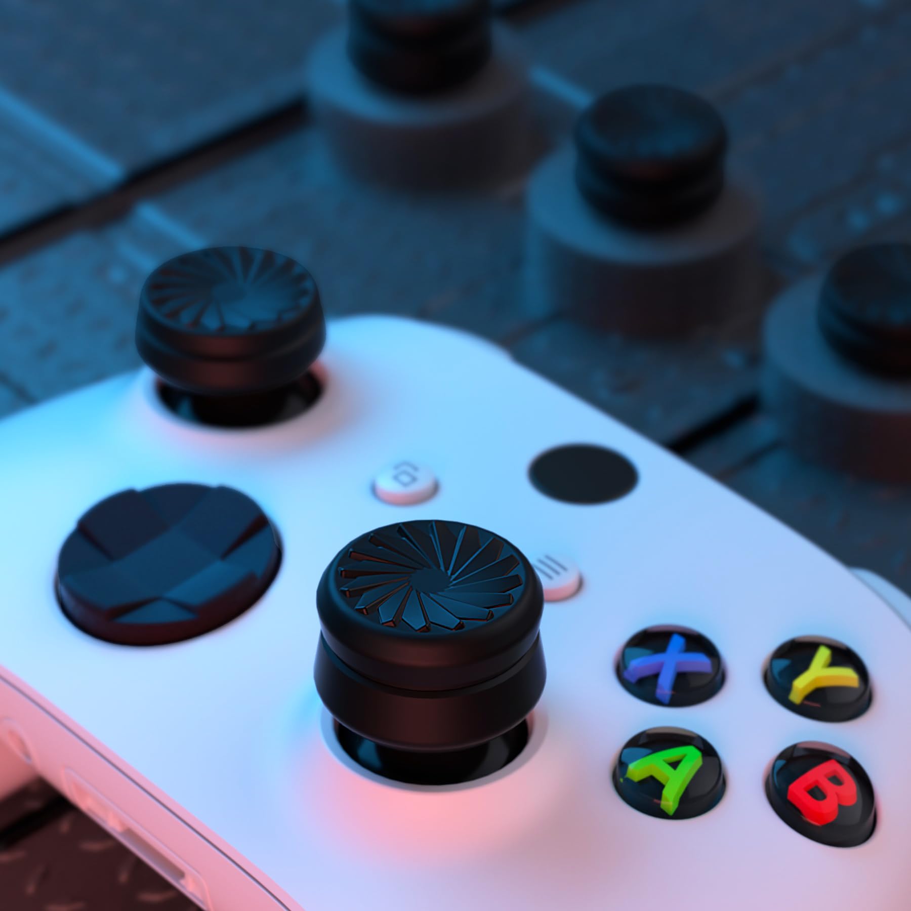 PlayVital Thumb Grip Covers for PS5/PS4, Xbox Series X/S/One, Switch Pro & Elite 2 Controllers - 3 Pairs Black Ergonomic Joystick Caps - Enhance Gaming Comfort & Grip for Long Sessions - Perfect for FPS, Racing & Action Games