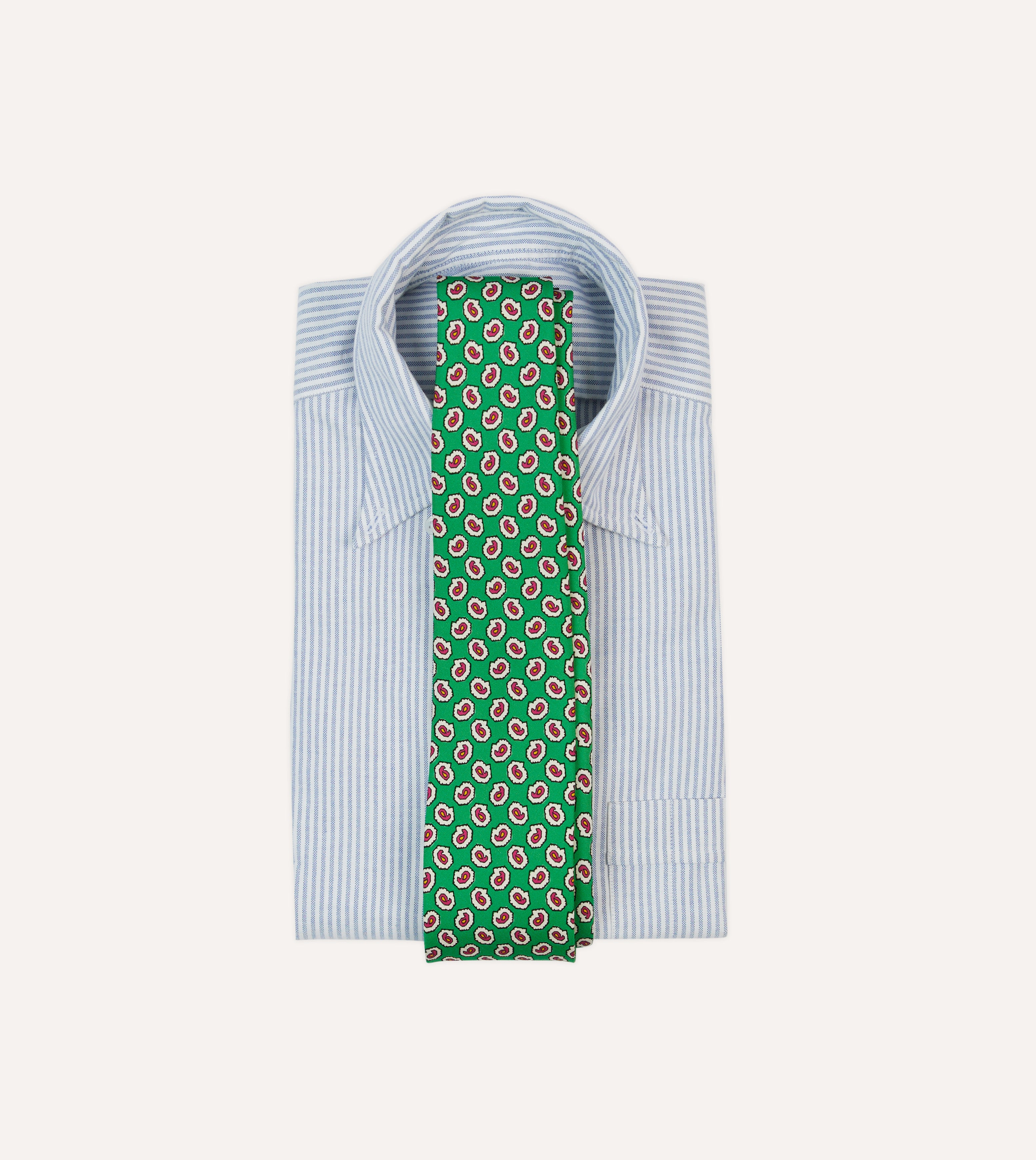 Green Small Paisley Leaf Print Silk Self-Tipped Necktie for Men - Elegant Formal Wear for Weddings, Business Meetings & Special Occasions