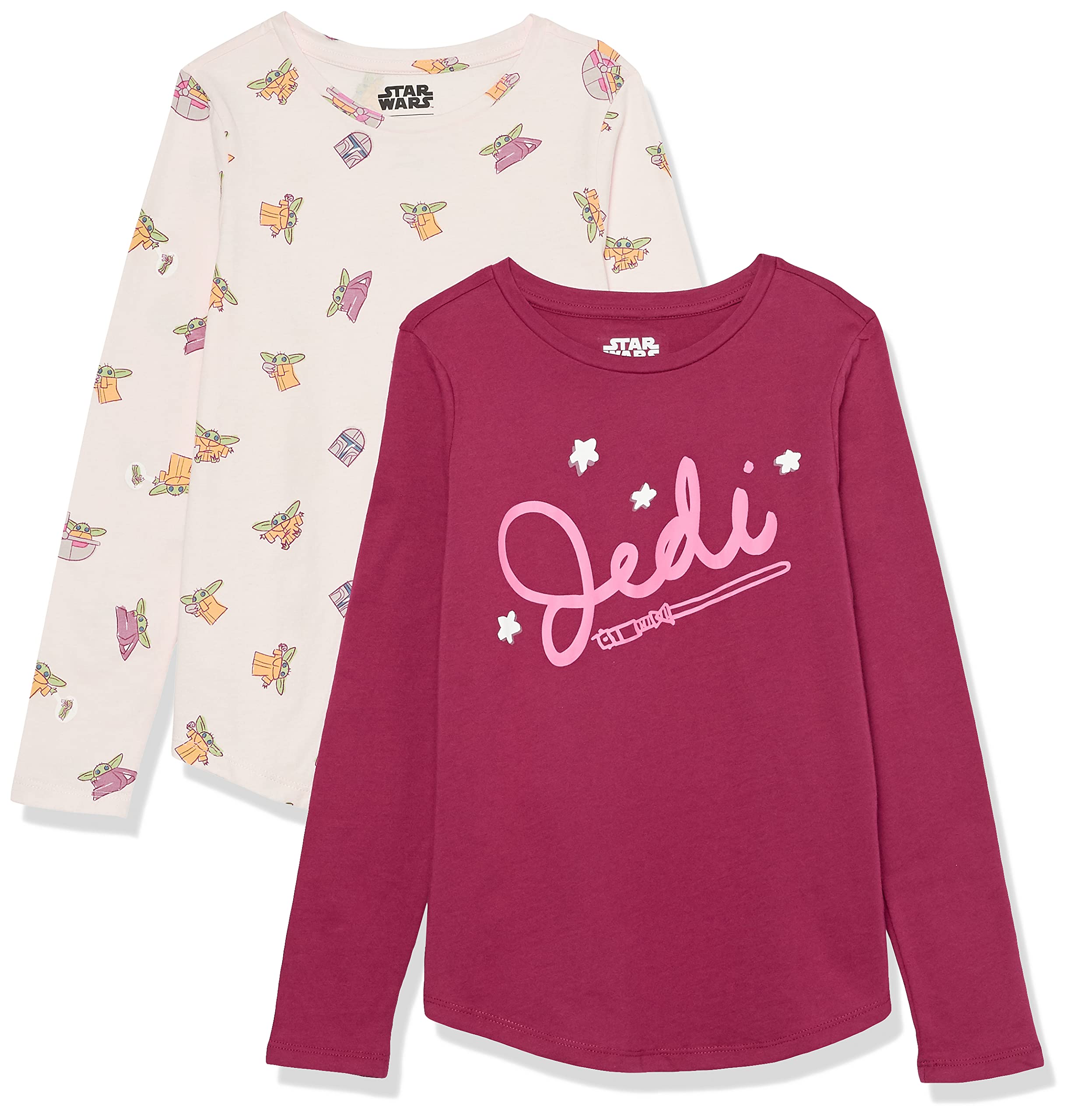 Disney Marvel Star Wars Frozen Princess Girls & Toddlers Long Sleeve T-Shirts 2-Pack - Soft Cotton Kids Tees for Playdates, School & Family Outings