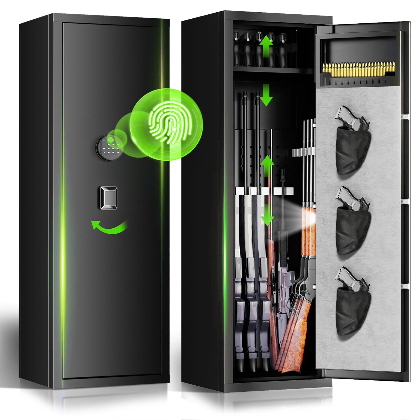 10-15 Large Gun Safes for Home - Rifle & Pistol Storage with Quick Access (Assembled/Unassembled) - Perfect for Bedroom, Closet, or Office Security