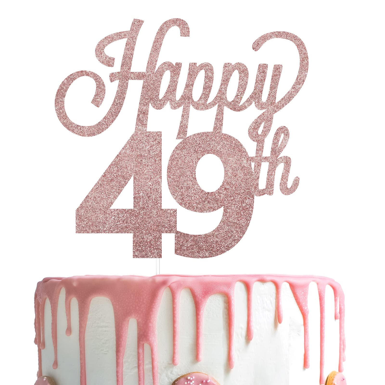 LINGTEER 49th Birthday Cake Topper - Cheers to 49 Years Old Party Decorations, Gold Foil Cake Sign for Anniversary Celebrations, Retirement Parties & Milestone Birthdays
