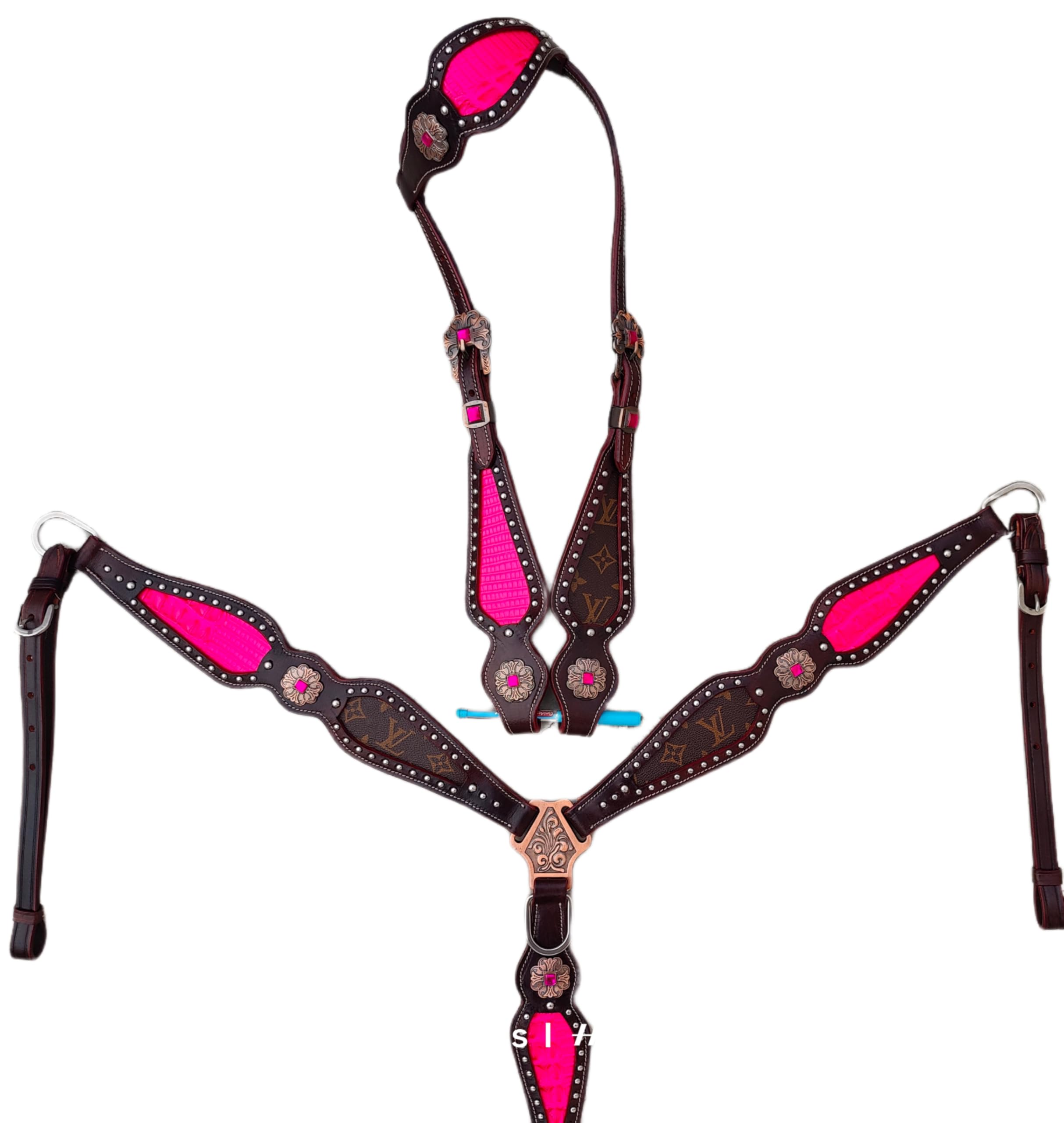 Pink and Brown Western Horse Tack Set - Complete Bridle, Saddle & Reins for Trail Riding & Rodeo Events