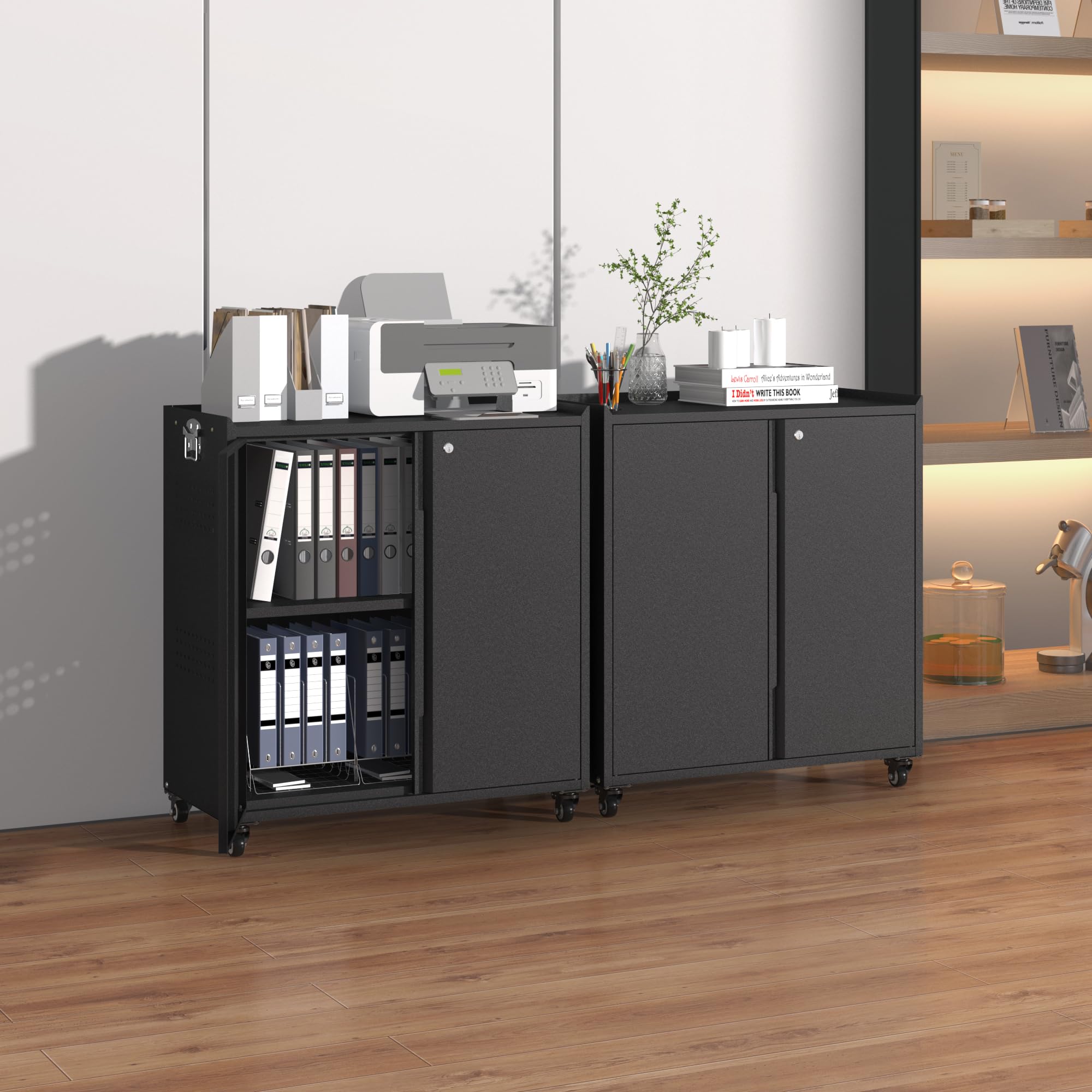 Heavy-Duty Garage Storage Cabinet with Wheels - 34.2