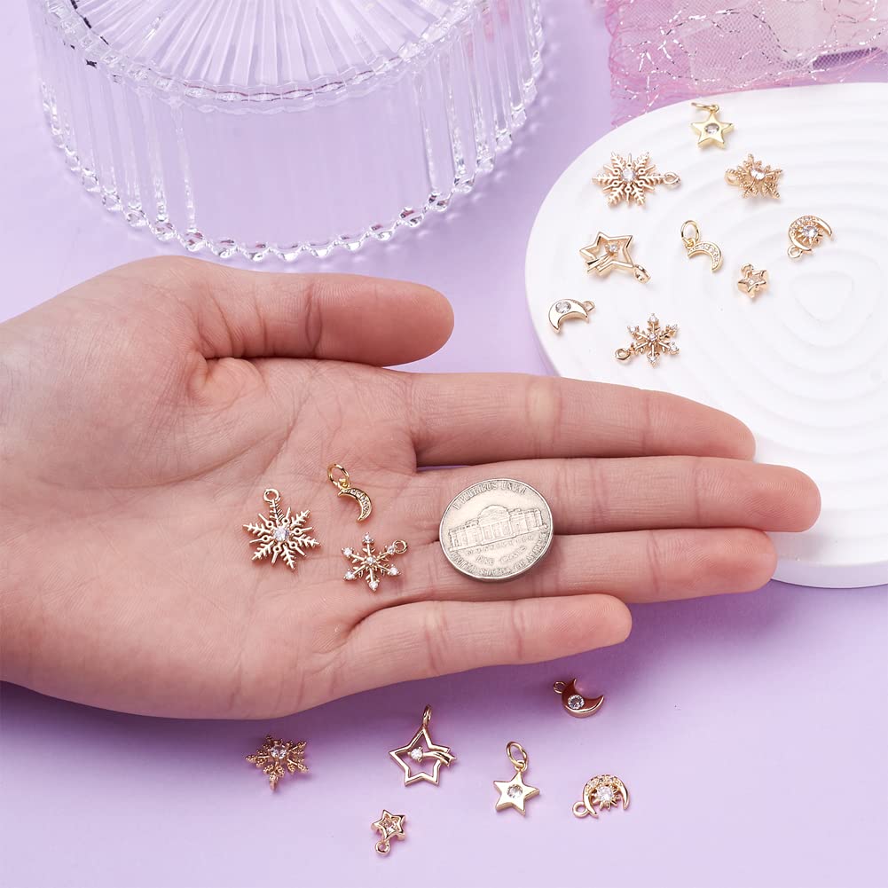 Pandahall Micro Pave Clear Cubic Zirconia Brass Gold Plated Charms - Jewelry Making Supplies for Bracelets, Earrings & Necklaces - DIY Craft Accessories for Women (Perfect for Gift Giving, Party Favors & Handmade Jewelry Designs)