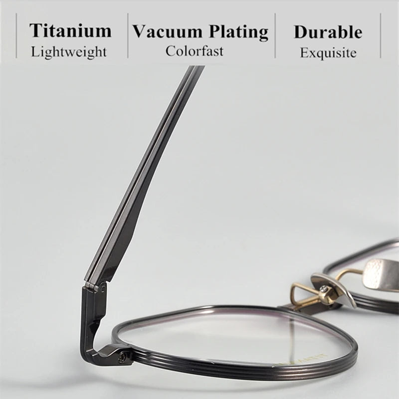 Unisex Black Titanium Round Full Rim Eyeglasses X150 - Lightweight & Durable for Work, Reading & Fashion