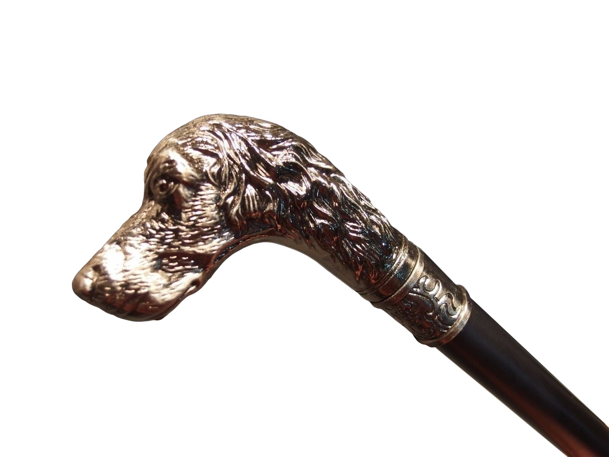 Antique Silver Dog Head Walking Cane - Traditional Unisex Walking Stick for Men & Women - Perfect for Hiking, Fashion Accessory, and Elderly Support